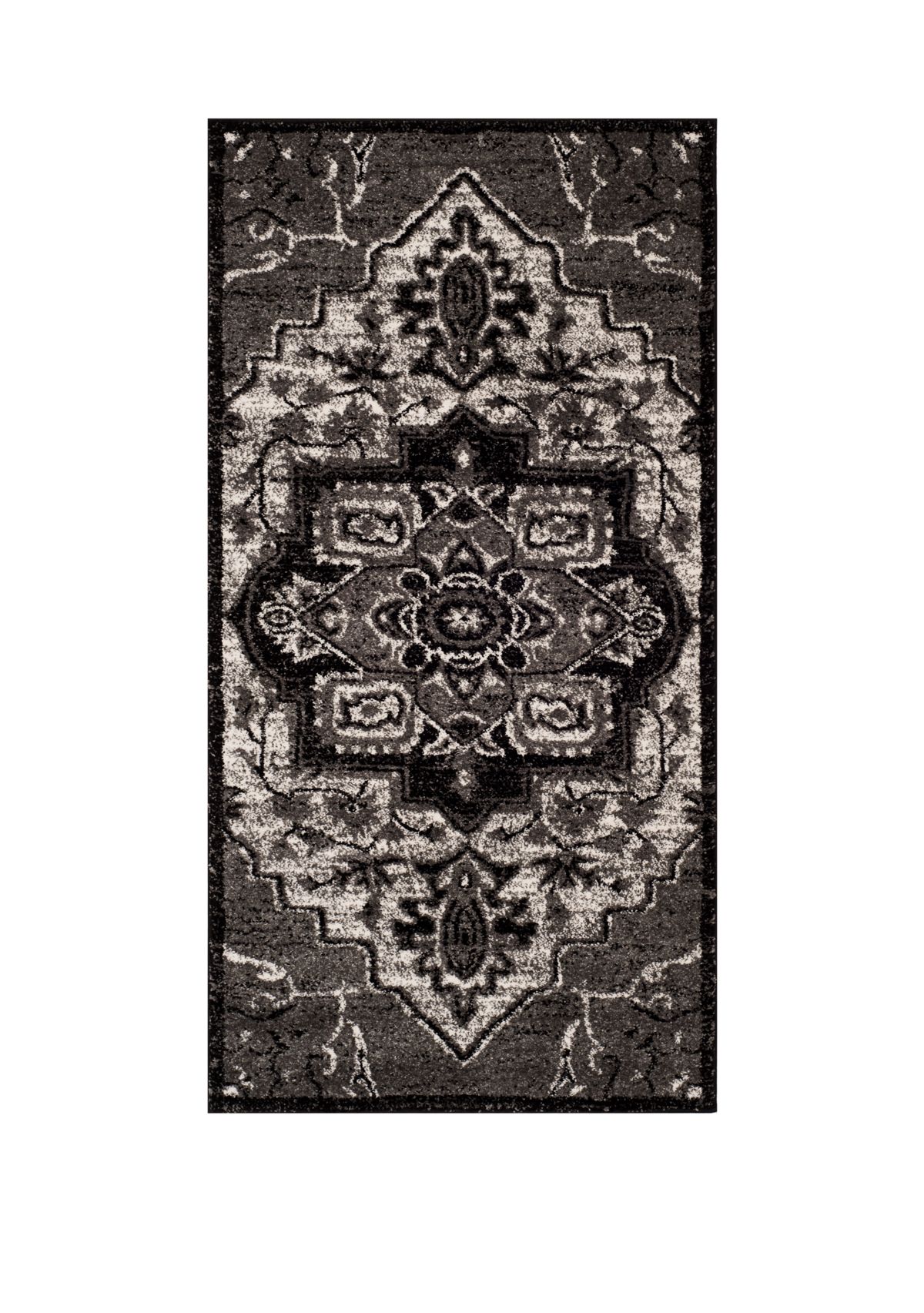 Vintage Hamadan Greyscale Medallion Area Rug Collection
