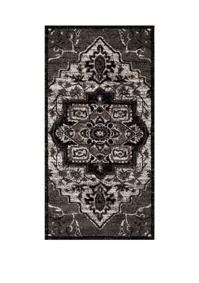 Vintage Hamadan Greyscale Medallion Area Rug Collection