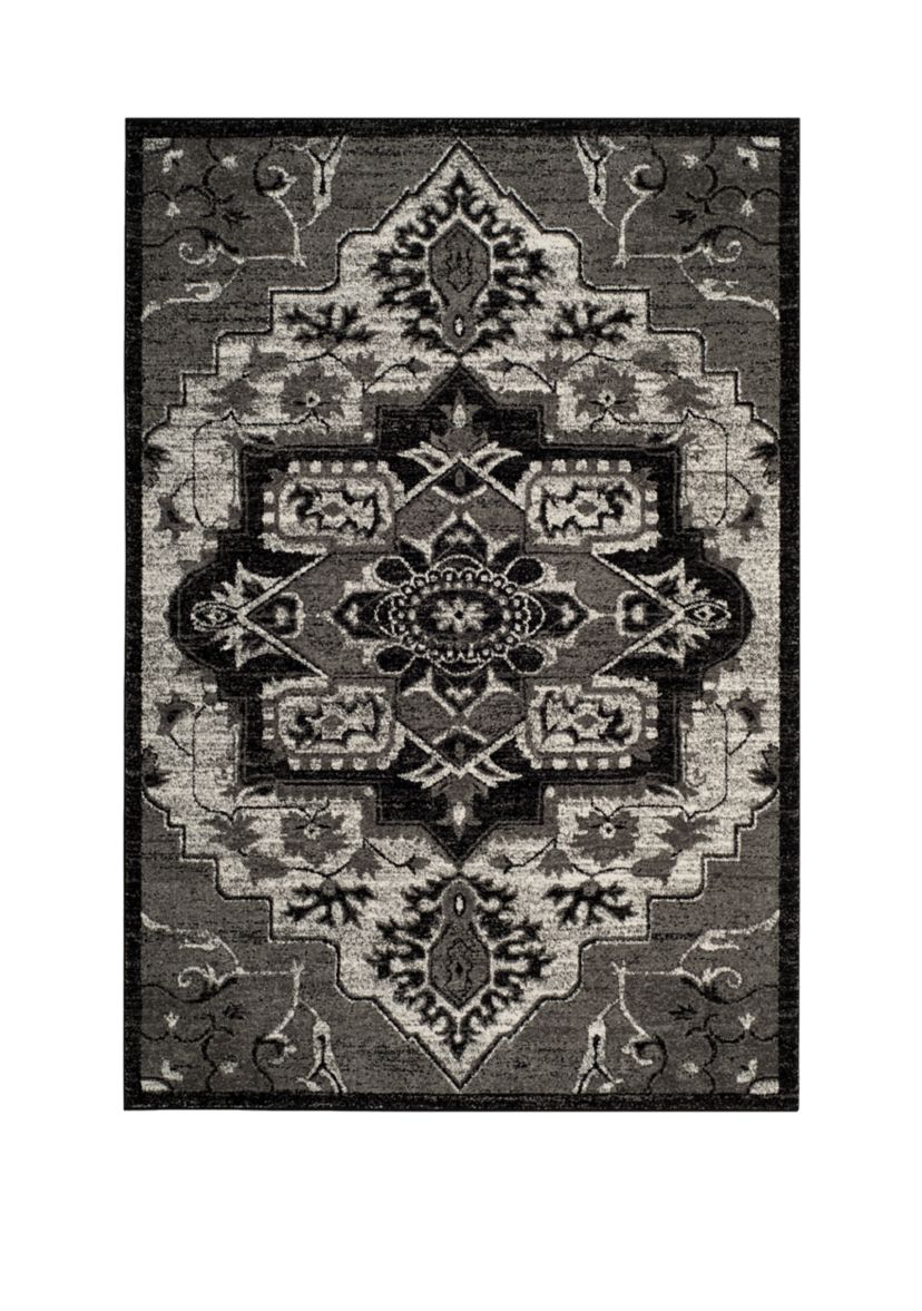 Vintage Hamadan Greyscale Medallion Area Rug Collection