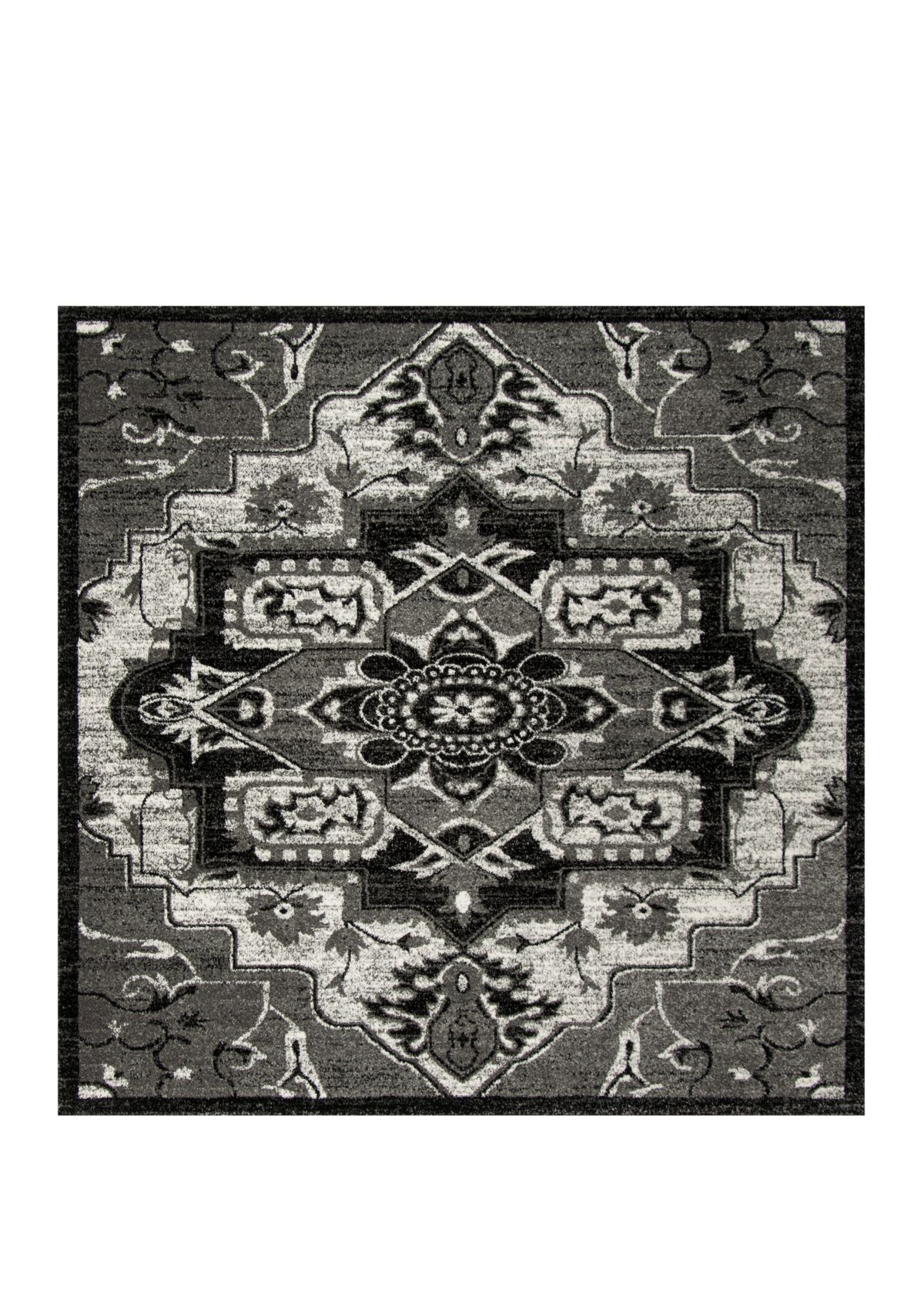 Vintage Hamadan Greyscale Medallion Area Rug Collection