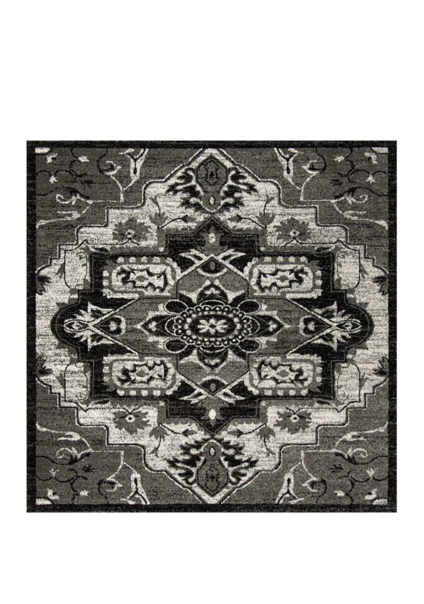Vintage Hamadan Greyscale Medallion Area Rug Collection