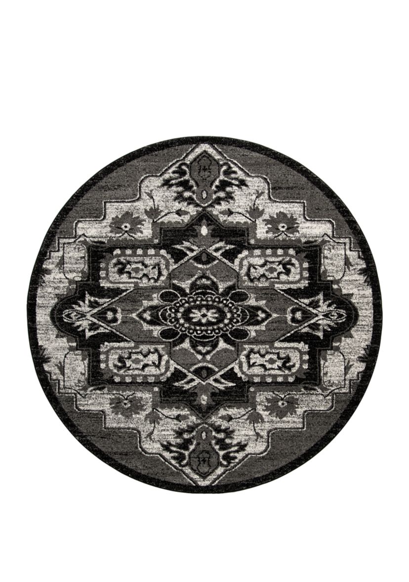 Vintage Hamadan Greyscale Medallion Area Rug Collection