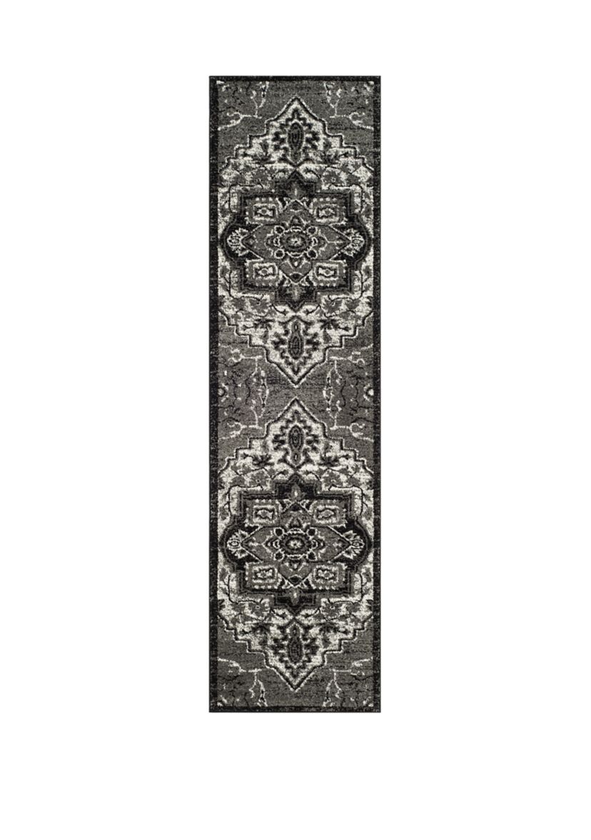 Vintage Hamadan Greyscale Medallion Area Rug Collection