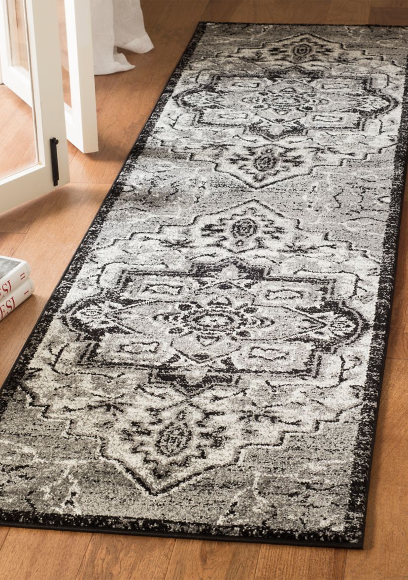 Vintage Hamadan Greyscale Medallion Area Rug Collection