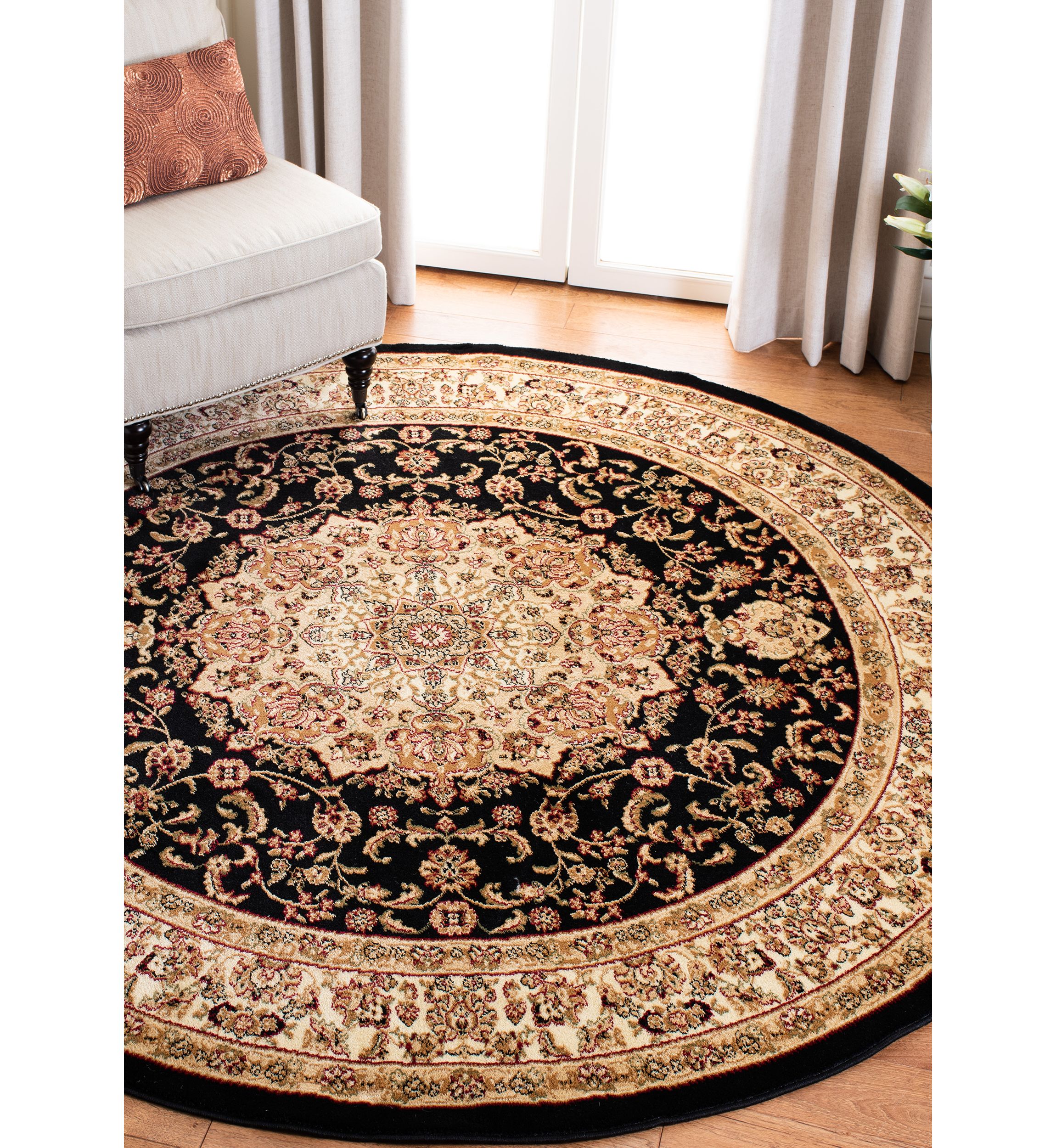 Lyndhurst Oriental Medallion Black/Ivory Area Rug Collection