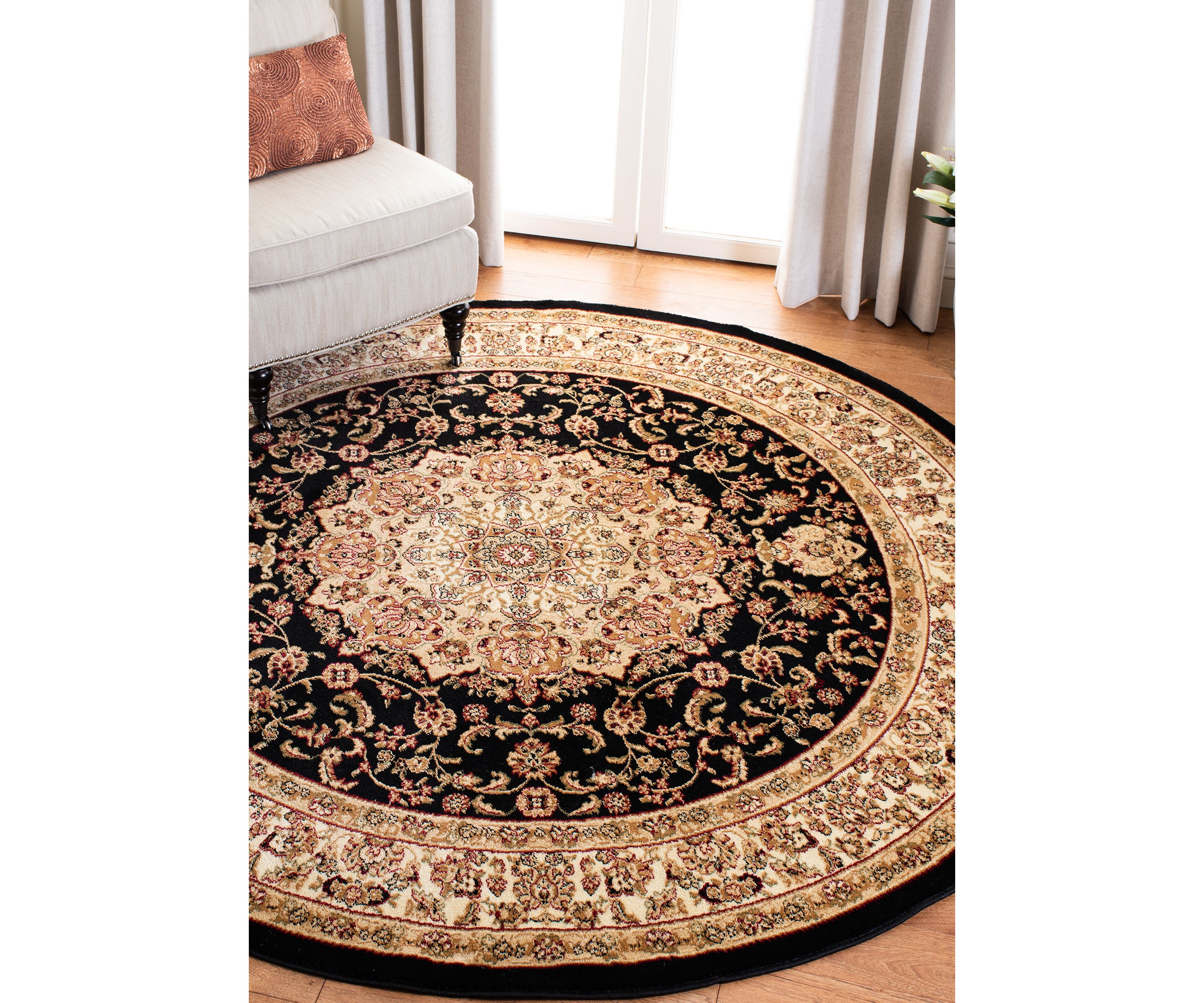 Lyndhurst Oriental Medallion Black/Ivory Area Rug Collection