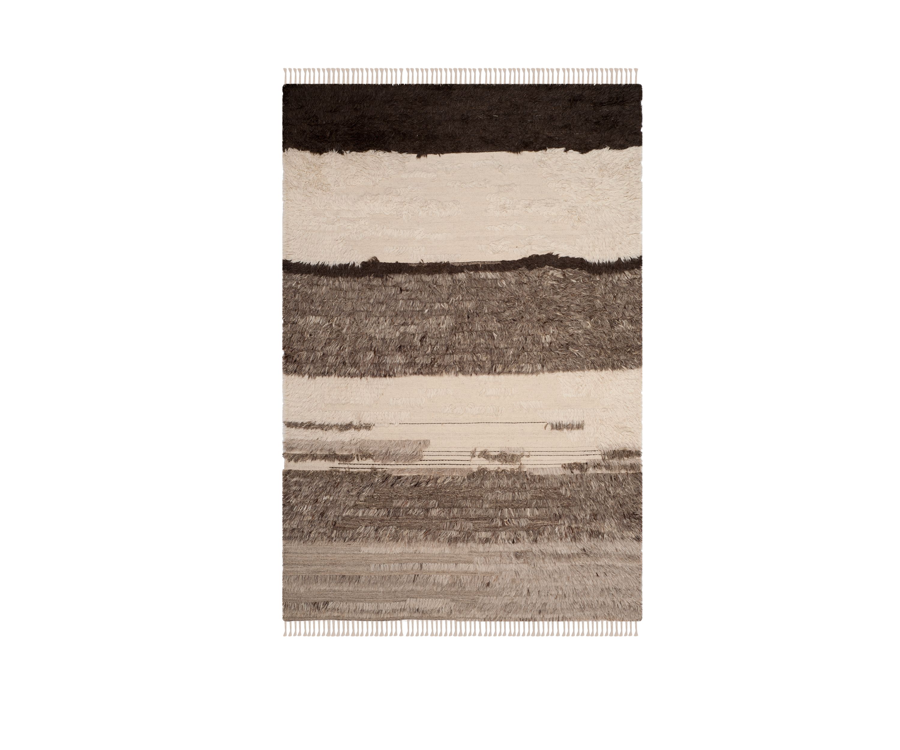 Kenya Ivory/Grey Wool with Tassels Area Rug Collection
