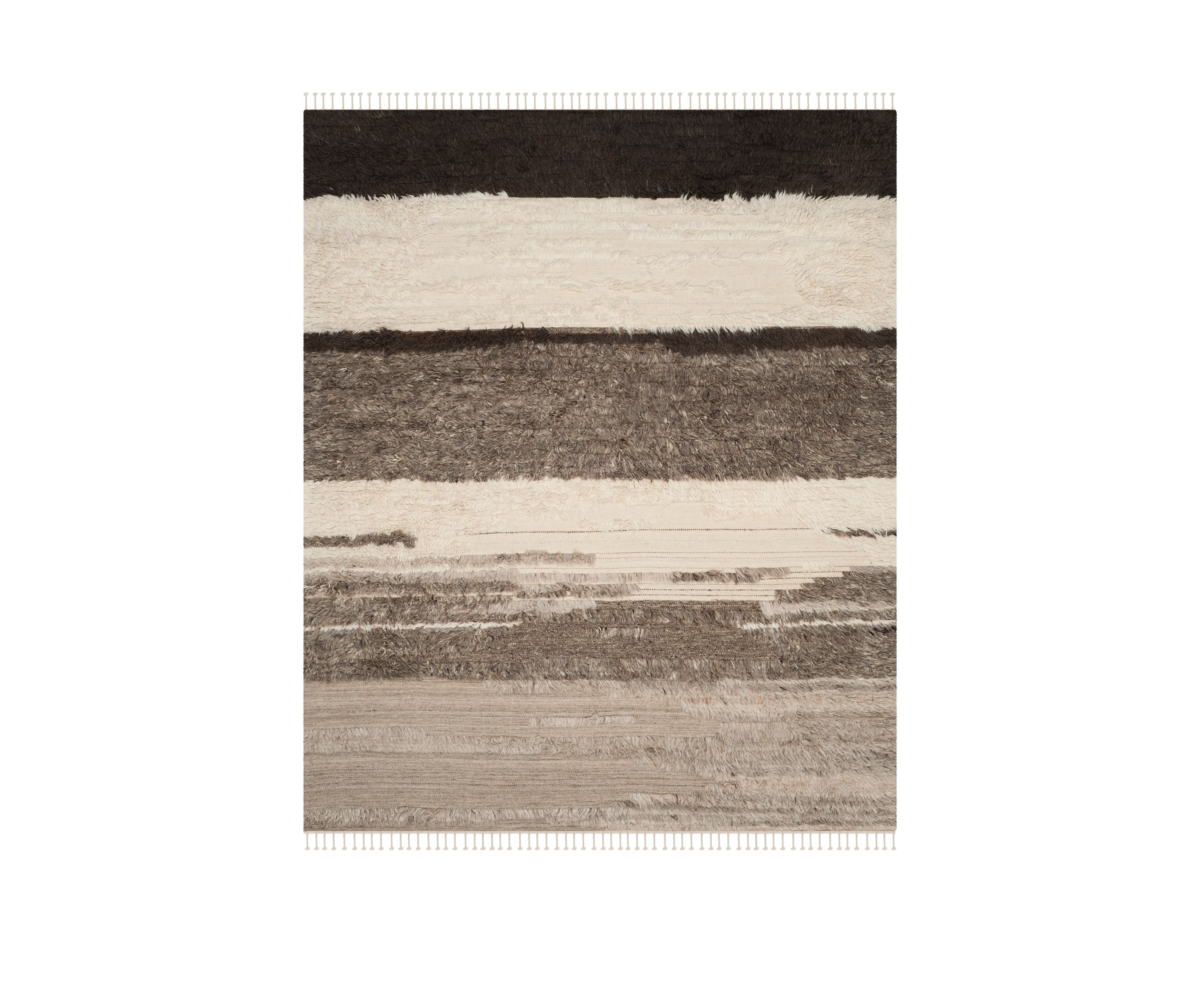 Kenya Ivory/Grey Wool with Tassels Area Rug Collection