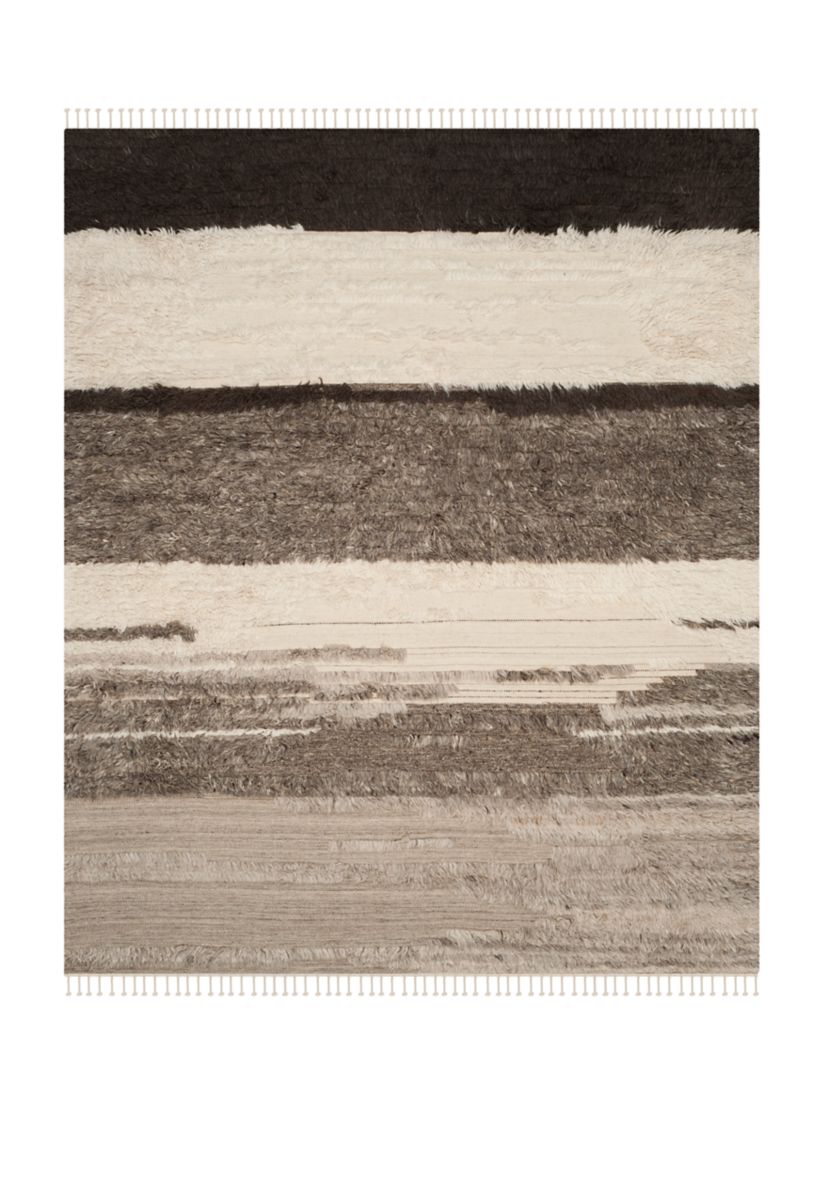 Kenya Ivory/Grey Wool with Tassels Area Rug Collection