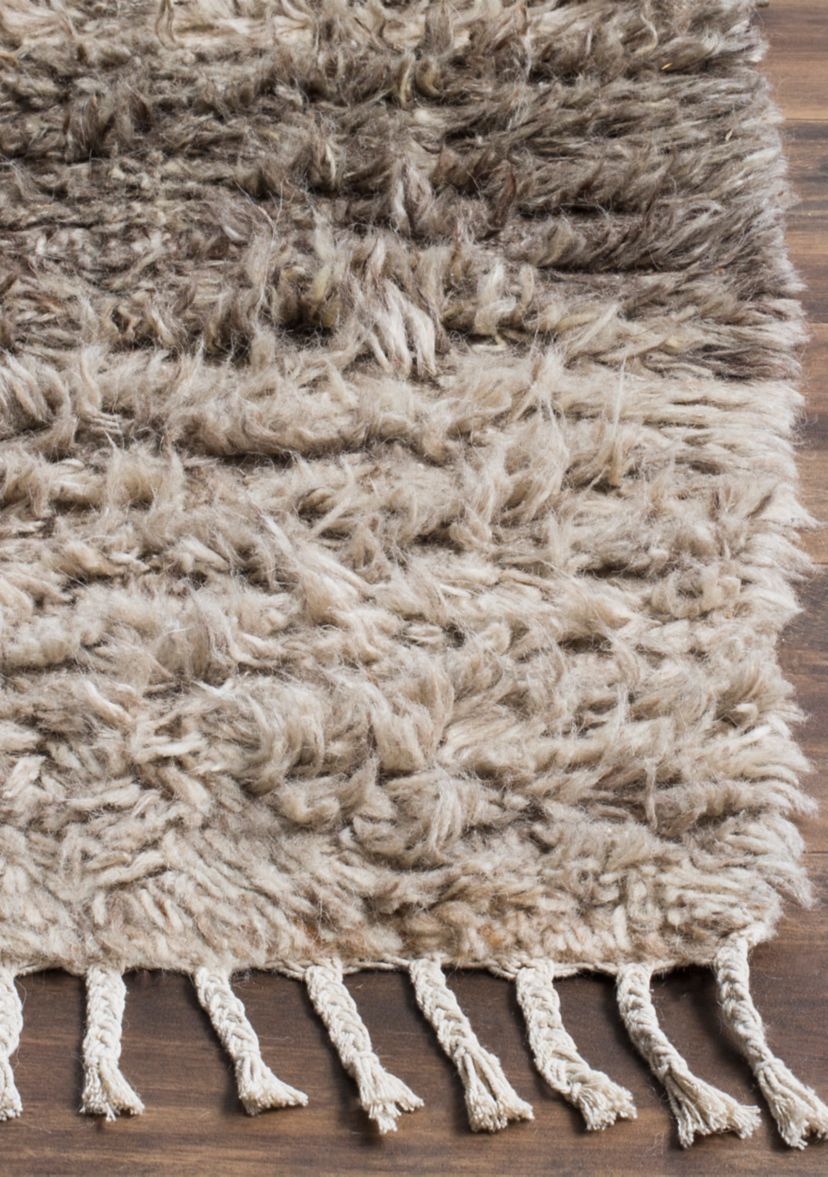 Kenya Ivory/Grey Wool with Tassels Area Rug Collection