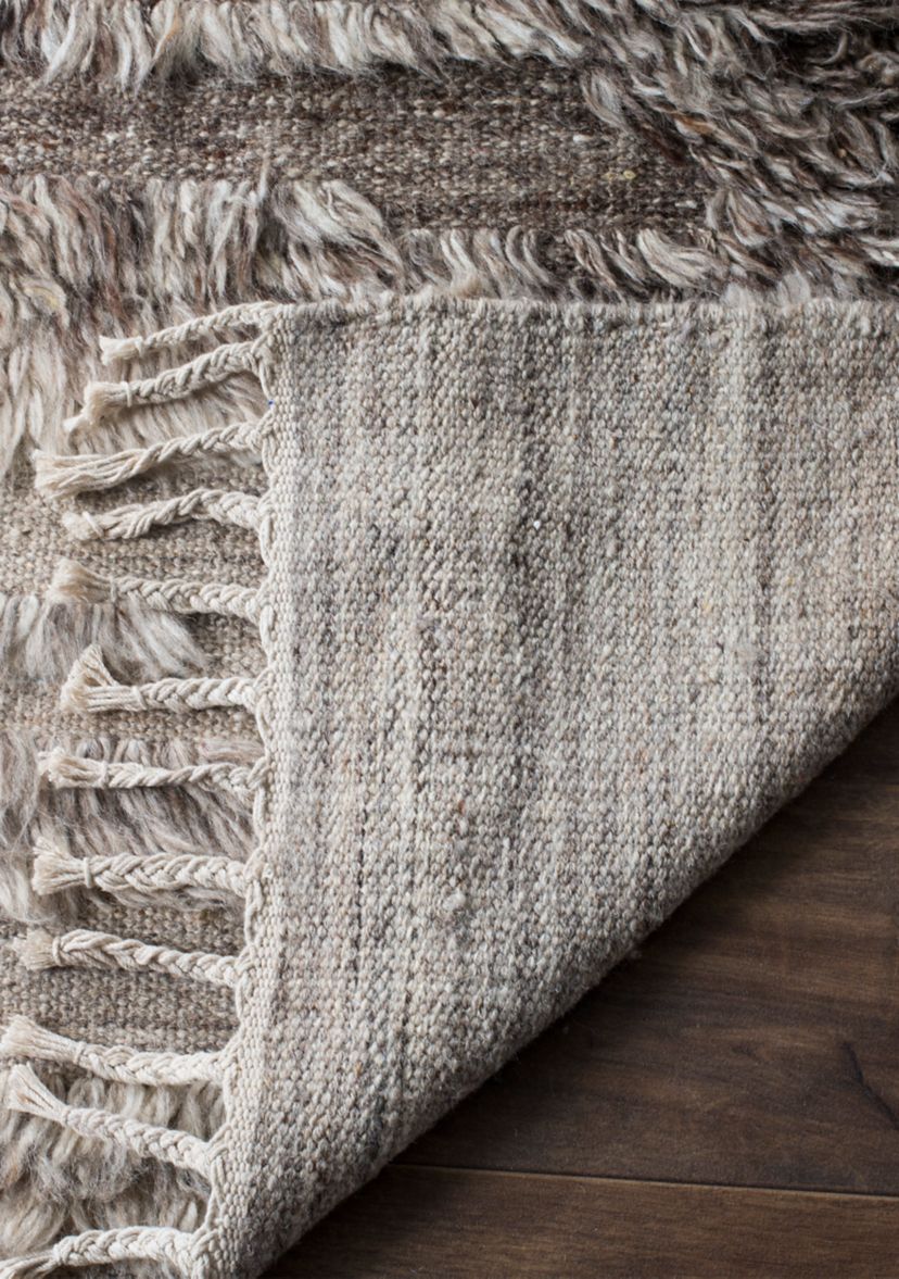 Kenya Ivory/Grey Wool with Tassels Area Rug Collection