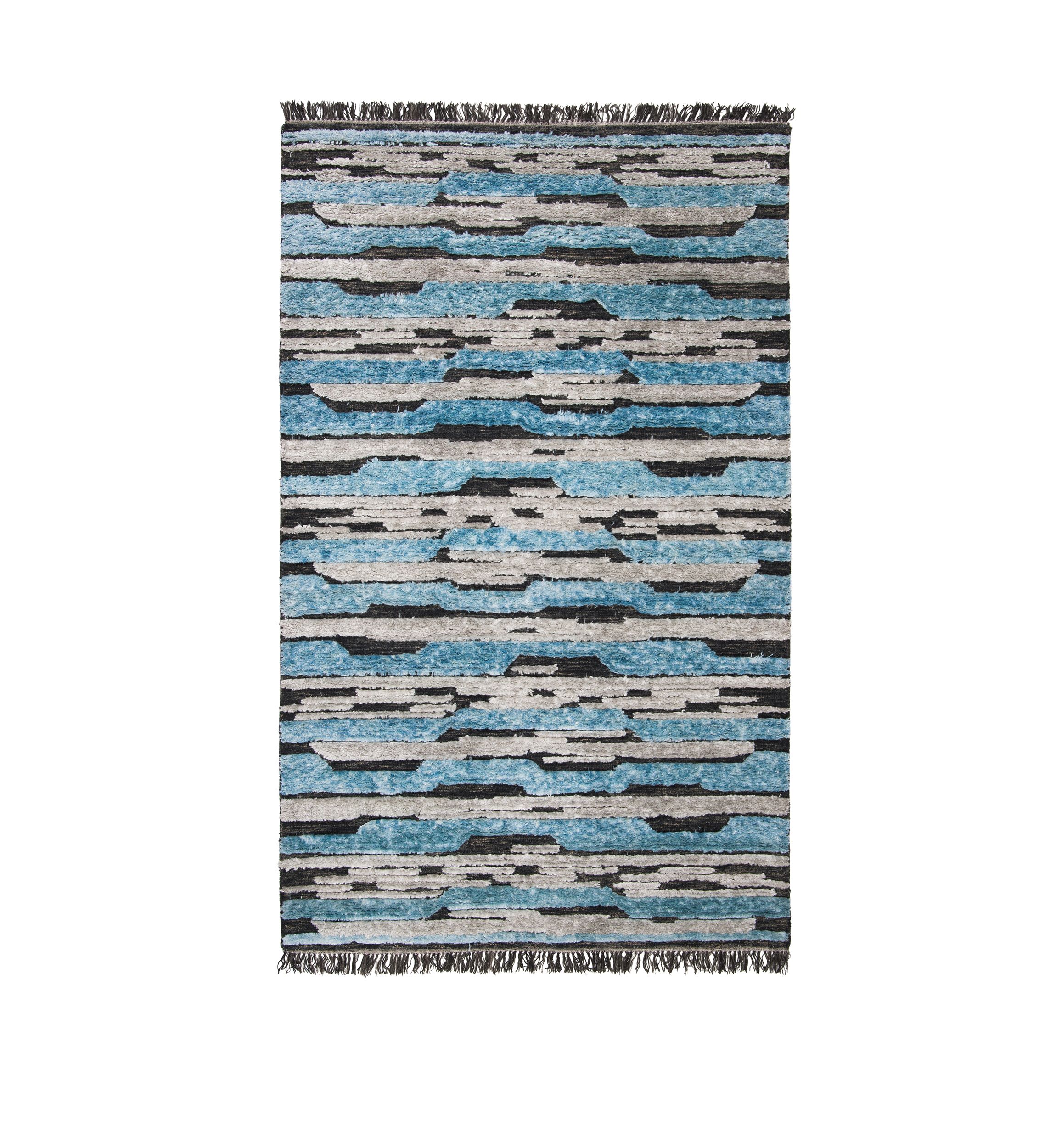 Kenya  Charcoal and Blue Hand Tufted Area Rug Collection