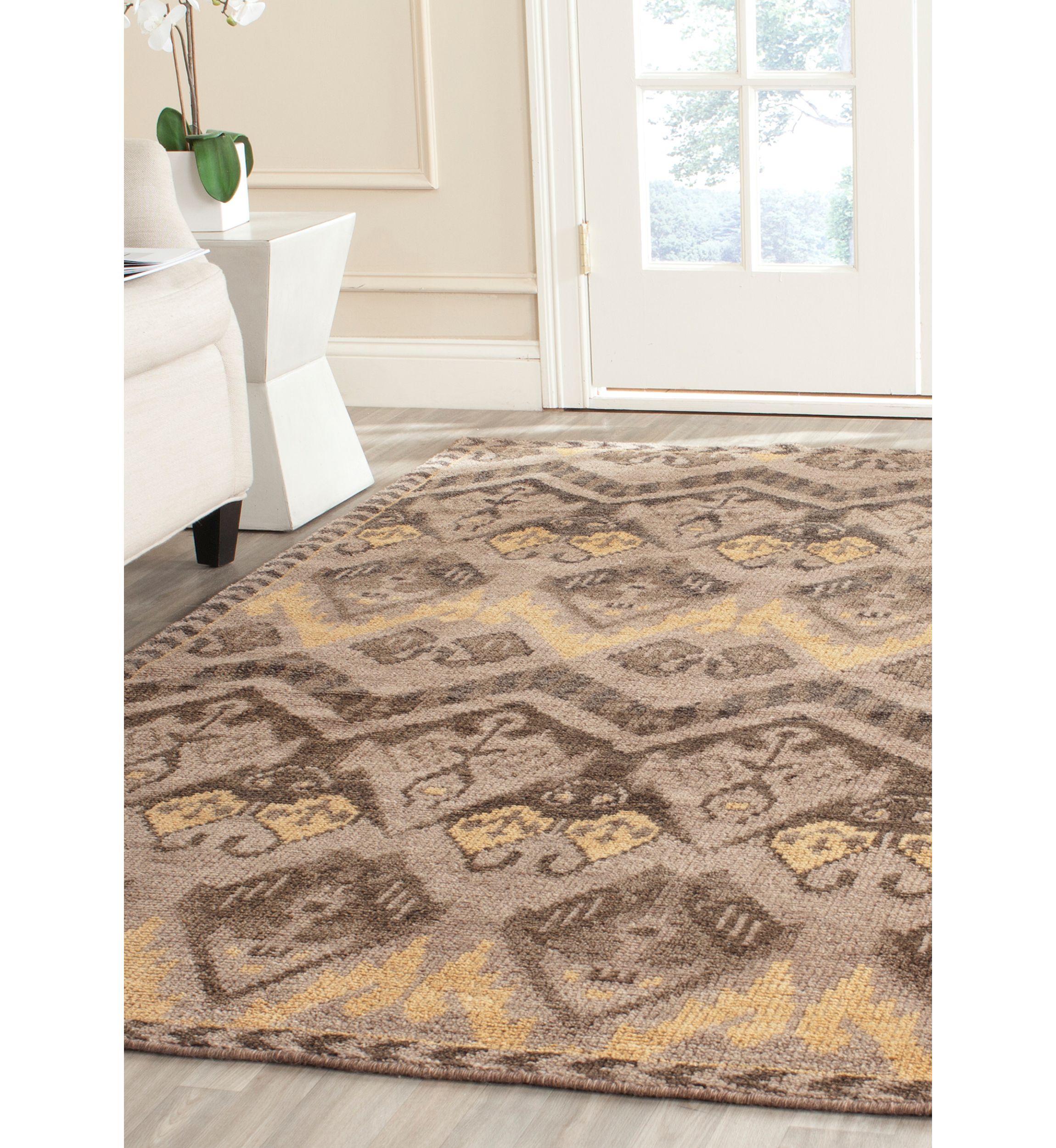 Kenya Handmade Gold and Beige Premium Wool Area Rug Collection
