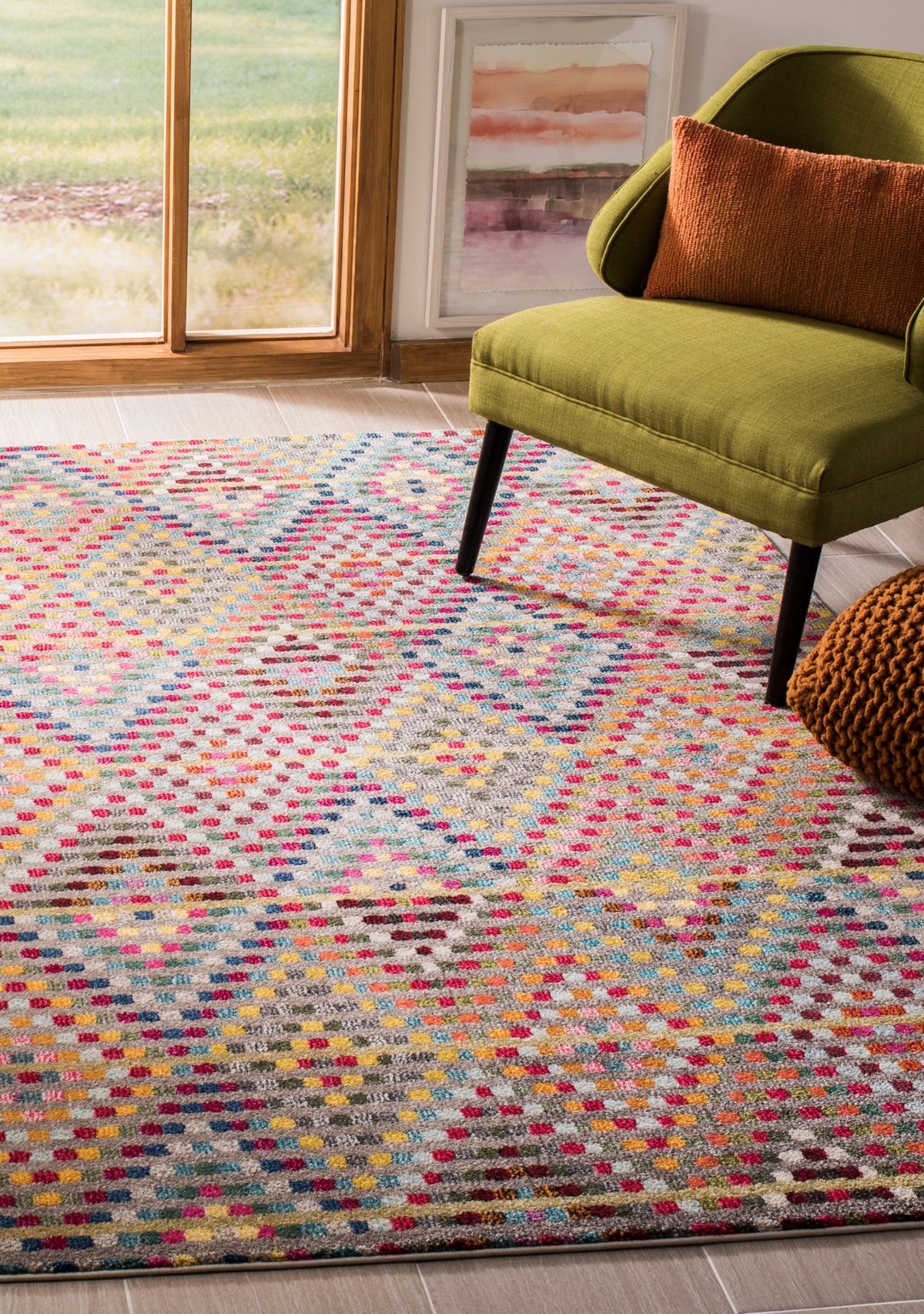Monaco Modern Geometric Diamond Polka Dot  Area Rug Collection