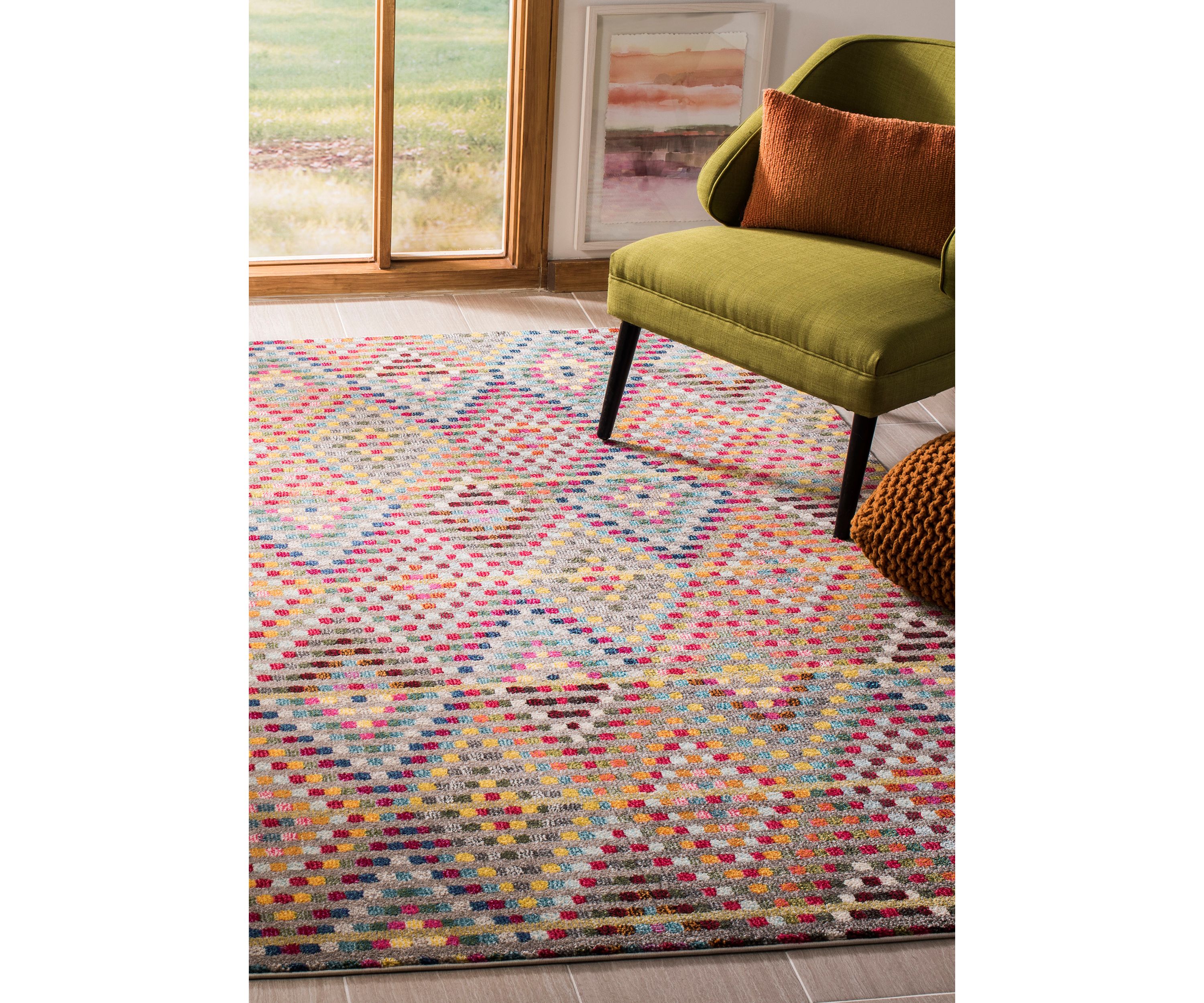 Monaco Modern Geometric Diamond Polka Dot  Area Rug Collection