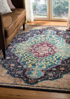 Safavieh Monaco Floral Branch Loomed Boho Area Rug Collection, 7 x 7 Round