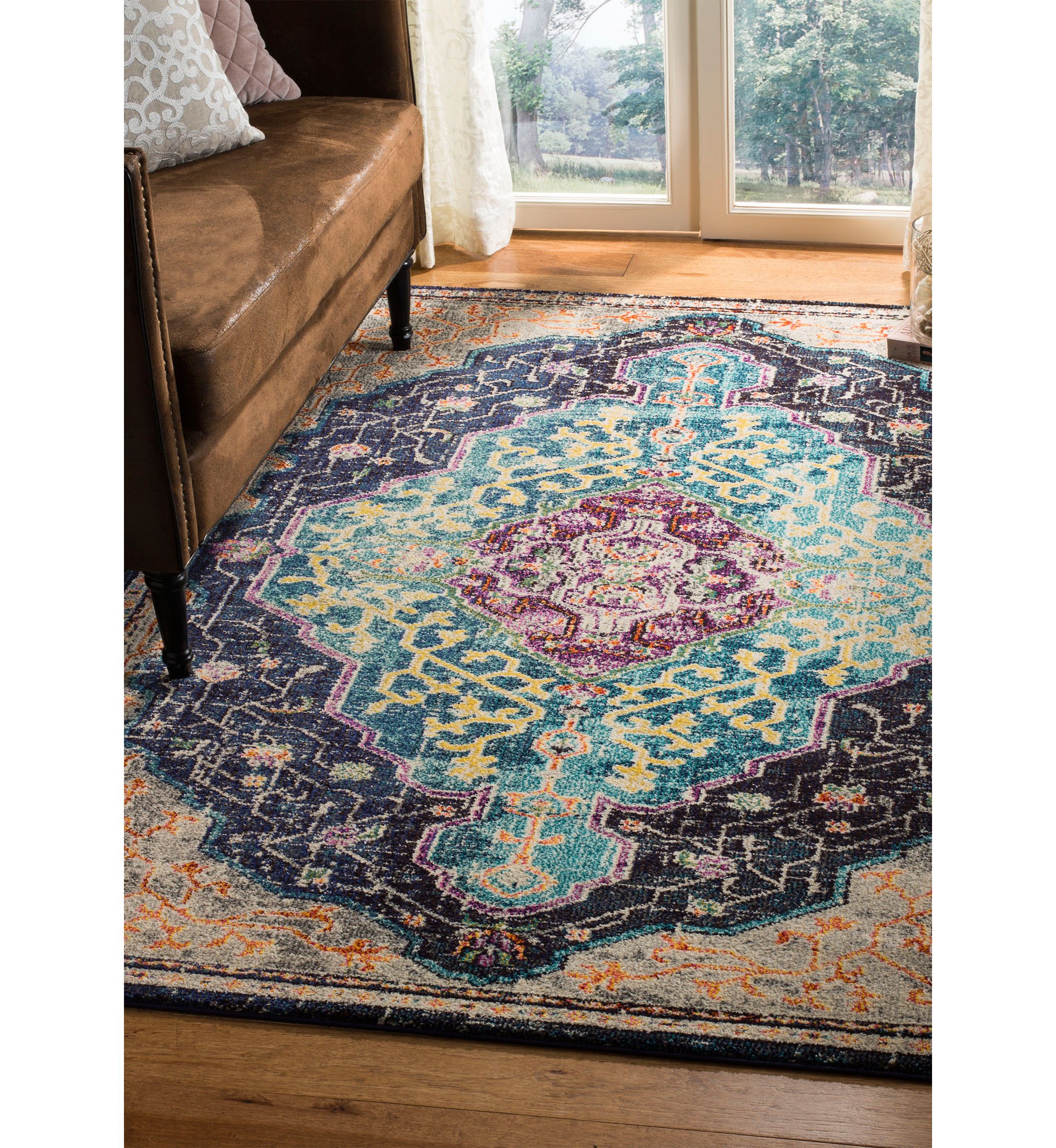 Monaco Floral Branch Loomed Boho Area Rug Collection