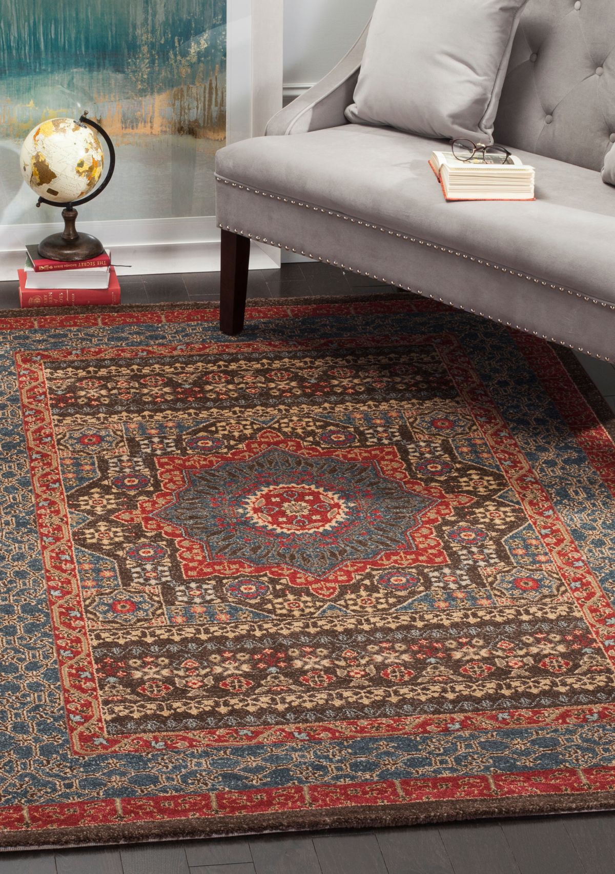 Mahal Navy/Red Area Rug