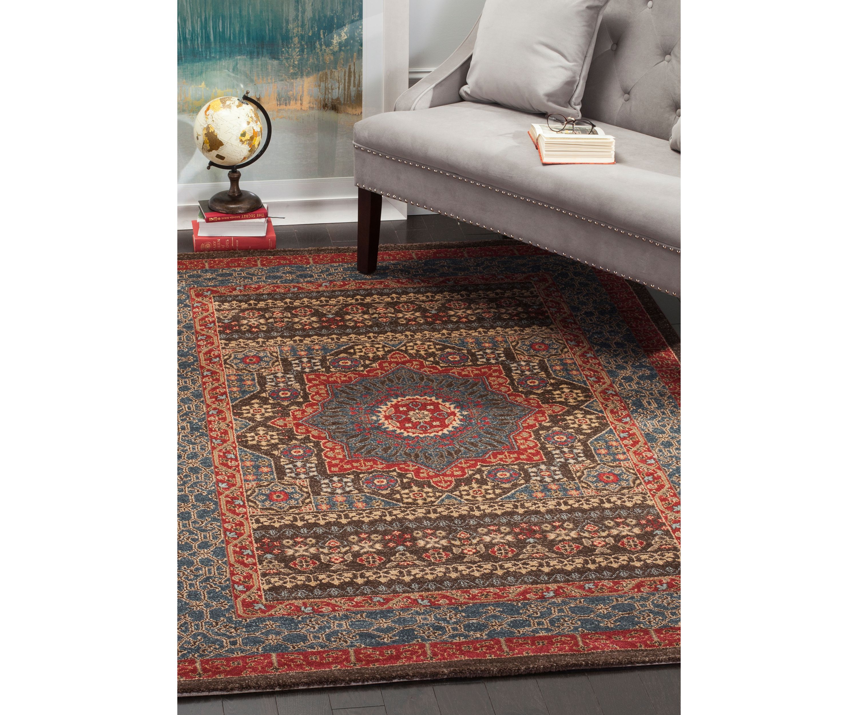 Mahal Navy/Red Area Rug