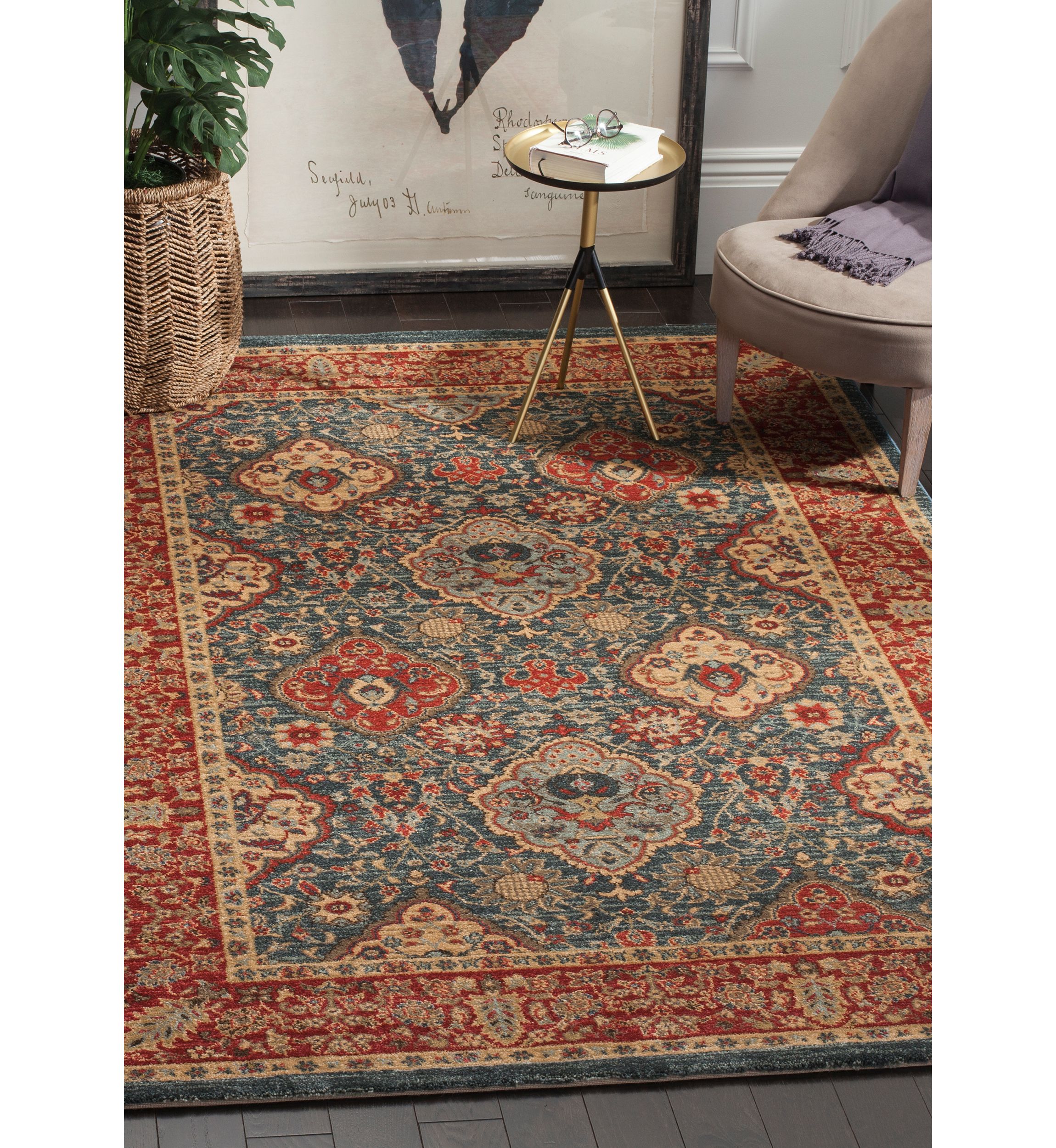 Mahal Natural/Navy Area Rug 4-ft. x 5-ft. 7-in.