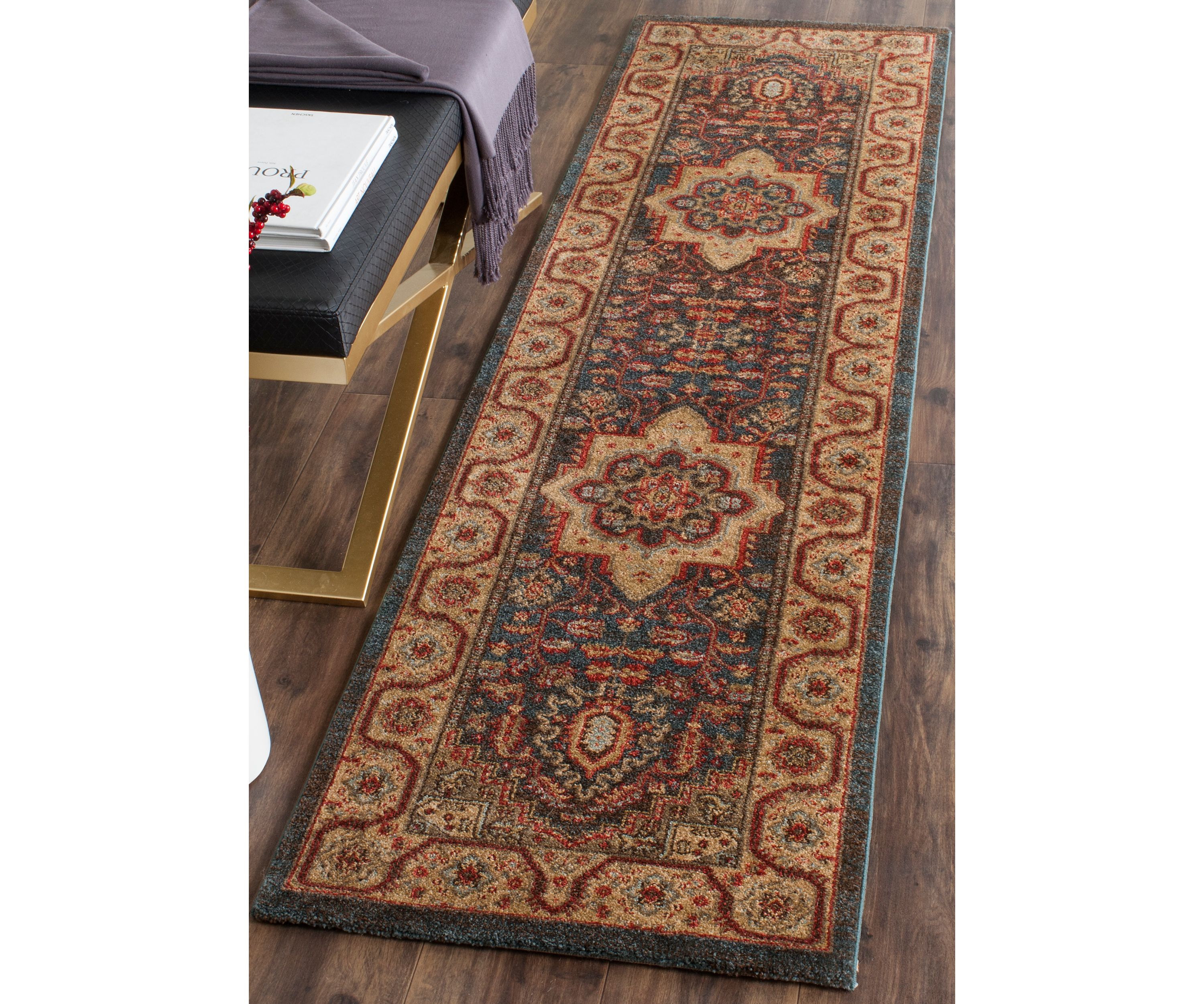 Mahal Navy/Natural Area Rug 2-ft. 2-in. x 8-ft.