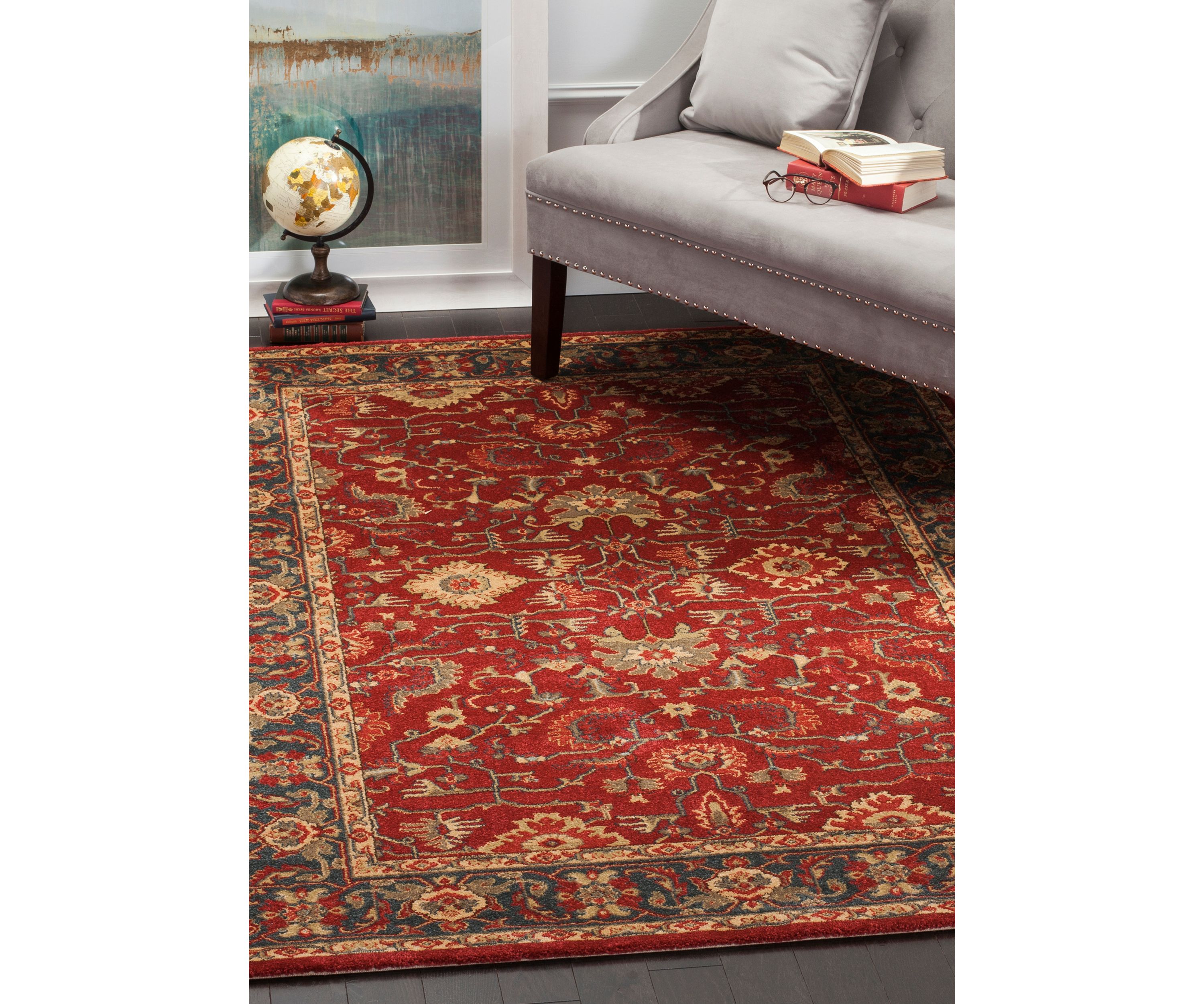Mahal Red/Navy Area Rug 6-ft. 7-in. x 9-ft. 2-in.