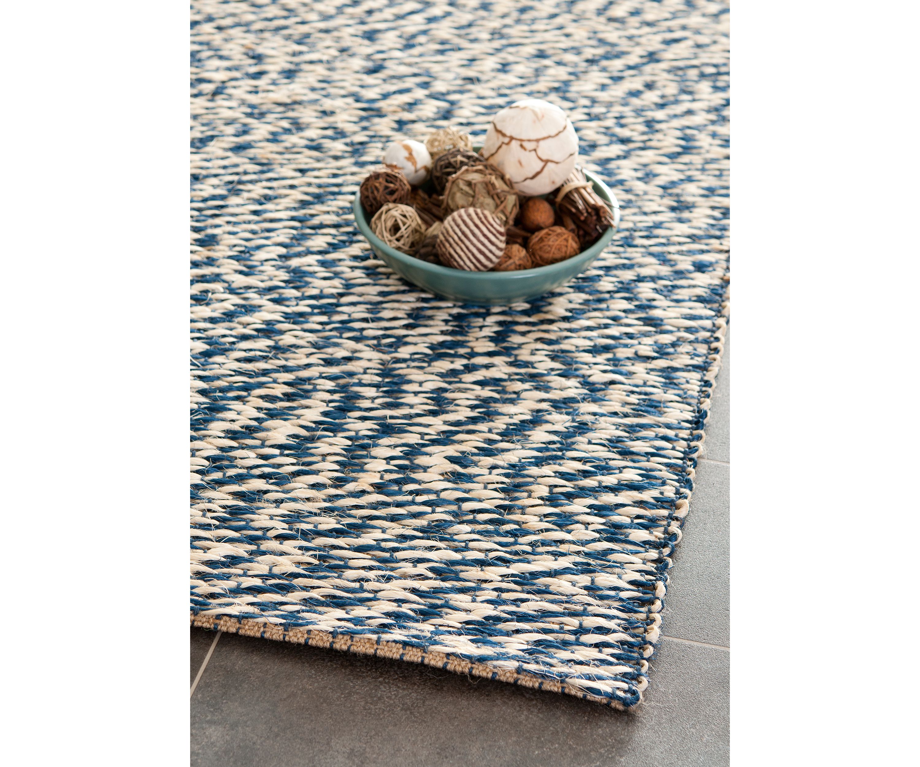 Natural Fiber Blue/Ivory Area Rug 2-ft. 6-in. x 4-ft.