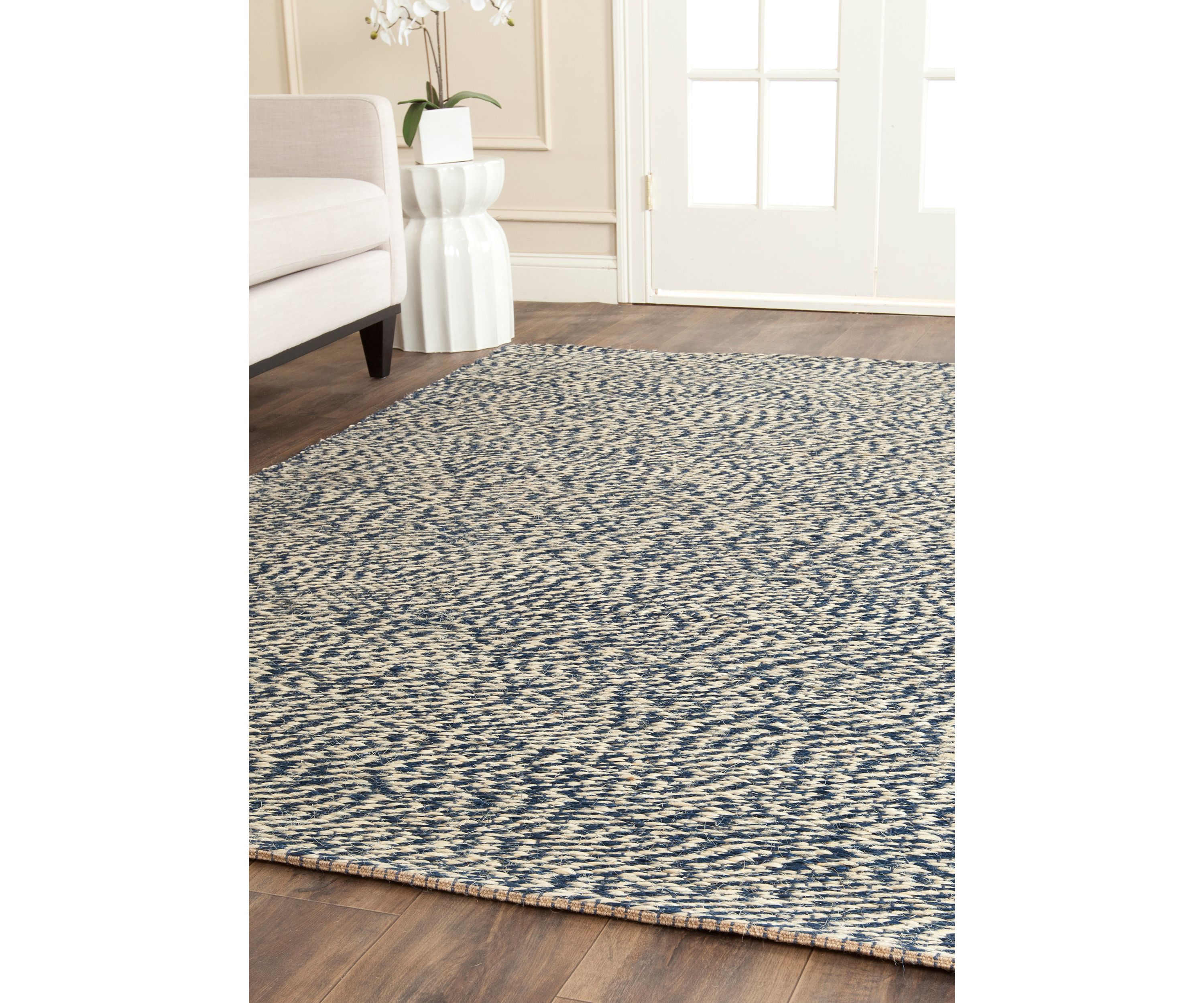Natural Fiber Blue/Ivory Area Rug 4-ft. x 4-ft.