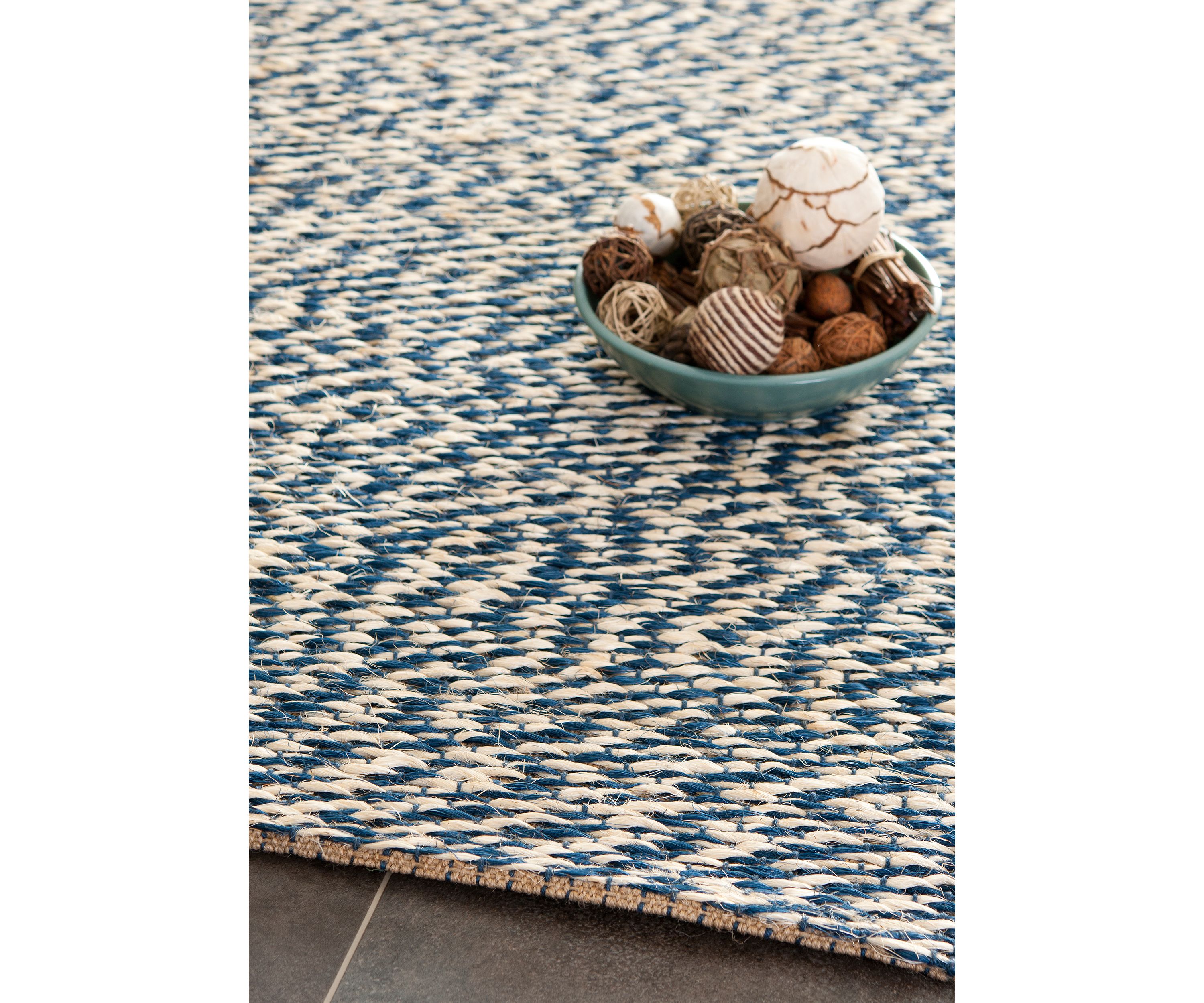 Natural Fiber Blue/Ivory Area Rug 4-ft. x 4-ft.