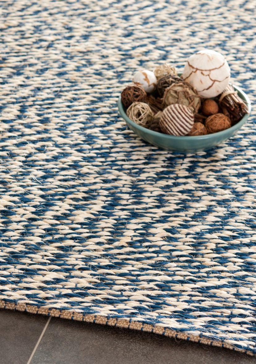 Natural Fiber Blue/Ivory Area Rug 4-ft. x 4-ft.