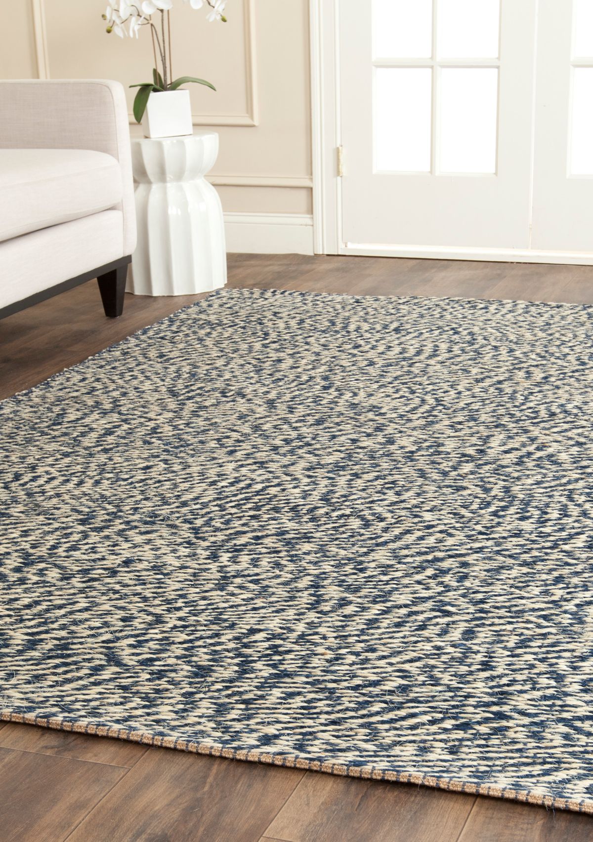 Natural Fiber Blue/Ivory Area Rug 5-ft. x 8-ft.