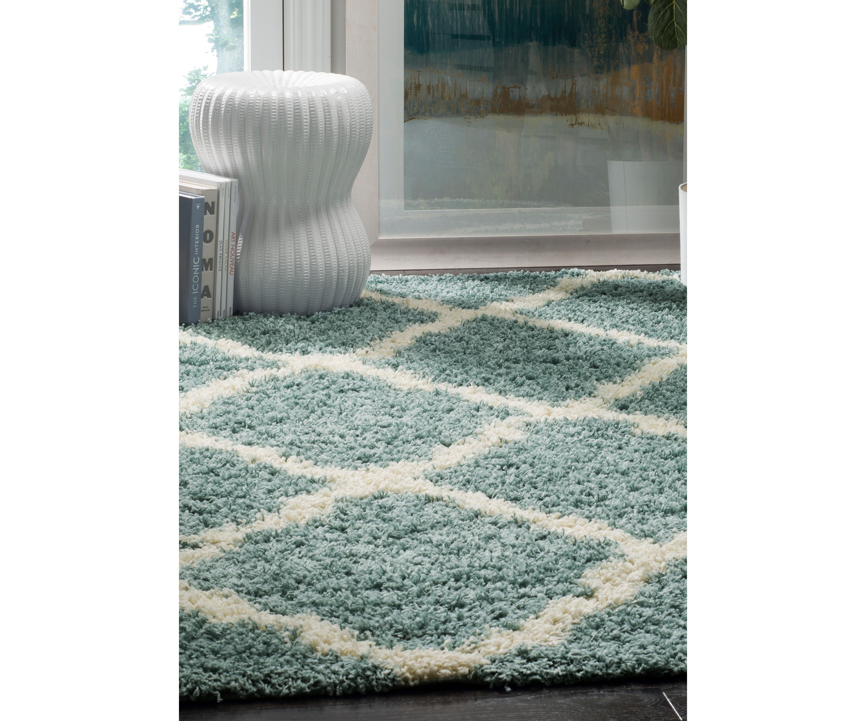 Dallas Shag Light Blue/Ivory Area Rug