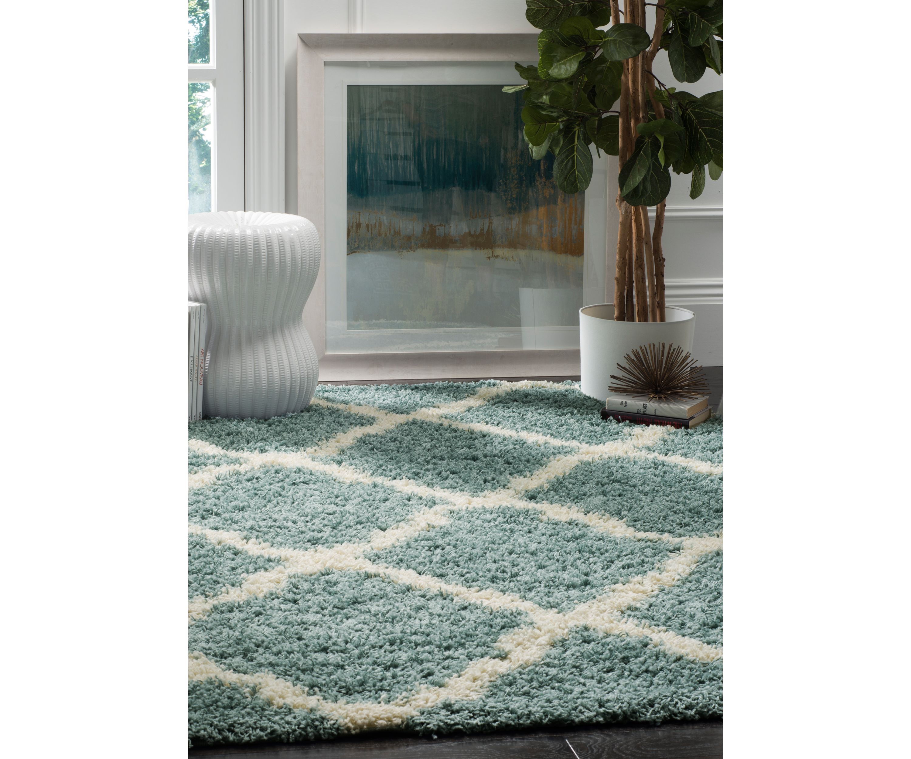Dallas Shag Light Blue/Ivory Area Rug