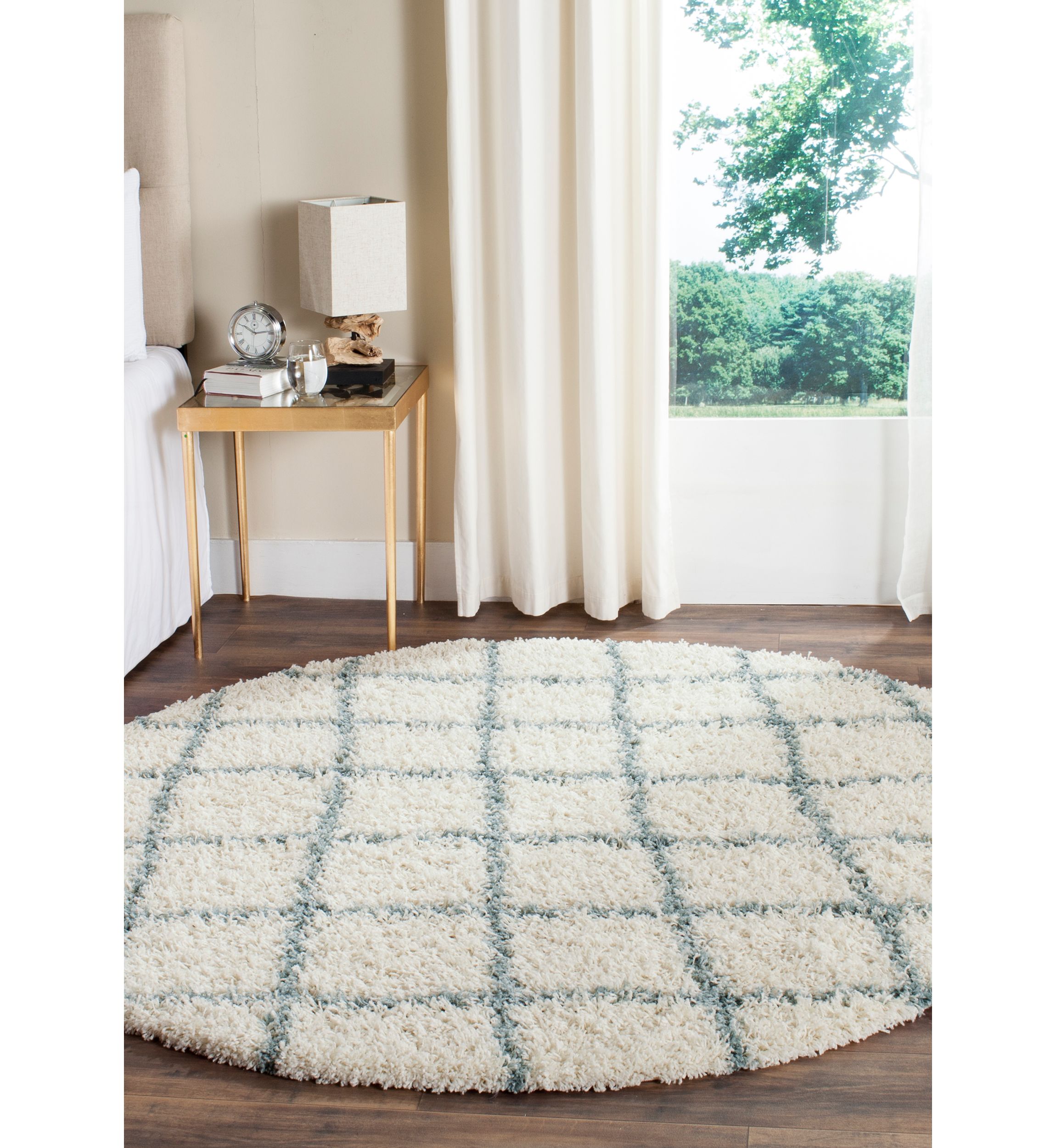 Dallas Shag Ivory/Seafoam Area Rug 6-ft. x 6-ft.