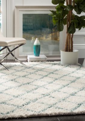 Dallas Shag Ivory/Seafoam Area Rug 6-ft. x 9-ft.