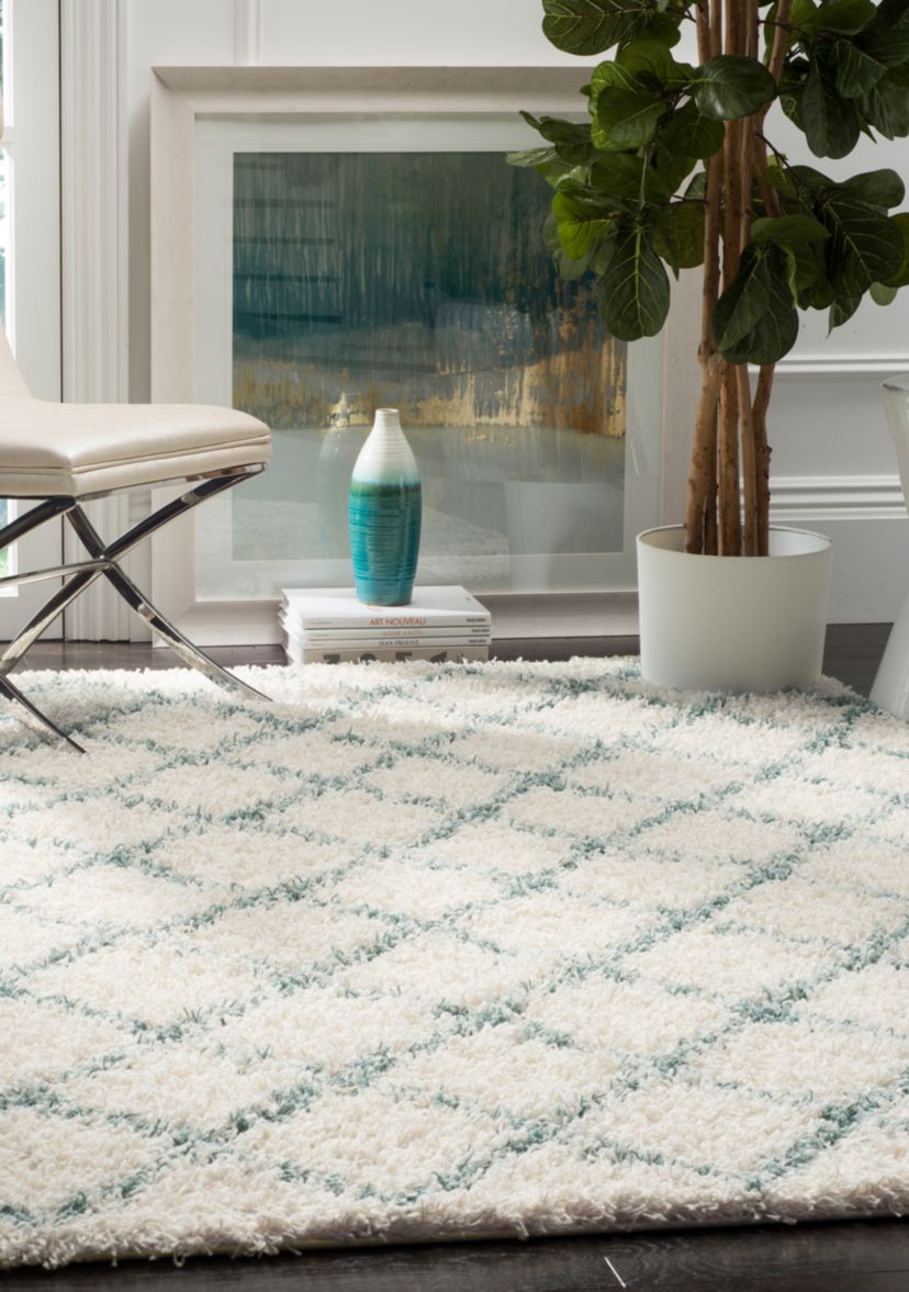 Dallas Shag Ivory/Seafoam Area Rug 8-ft. x 10-ft.