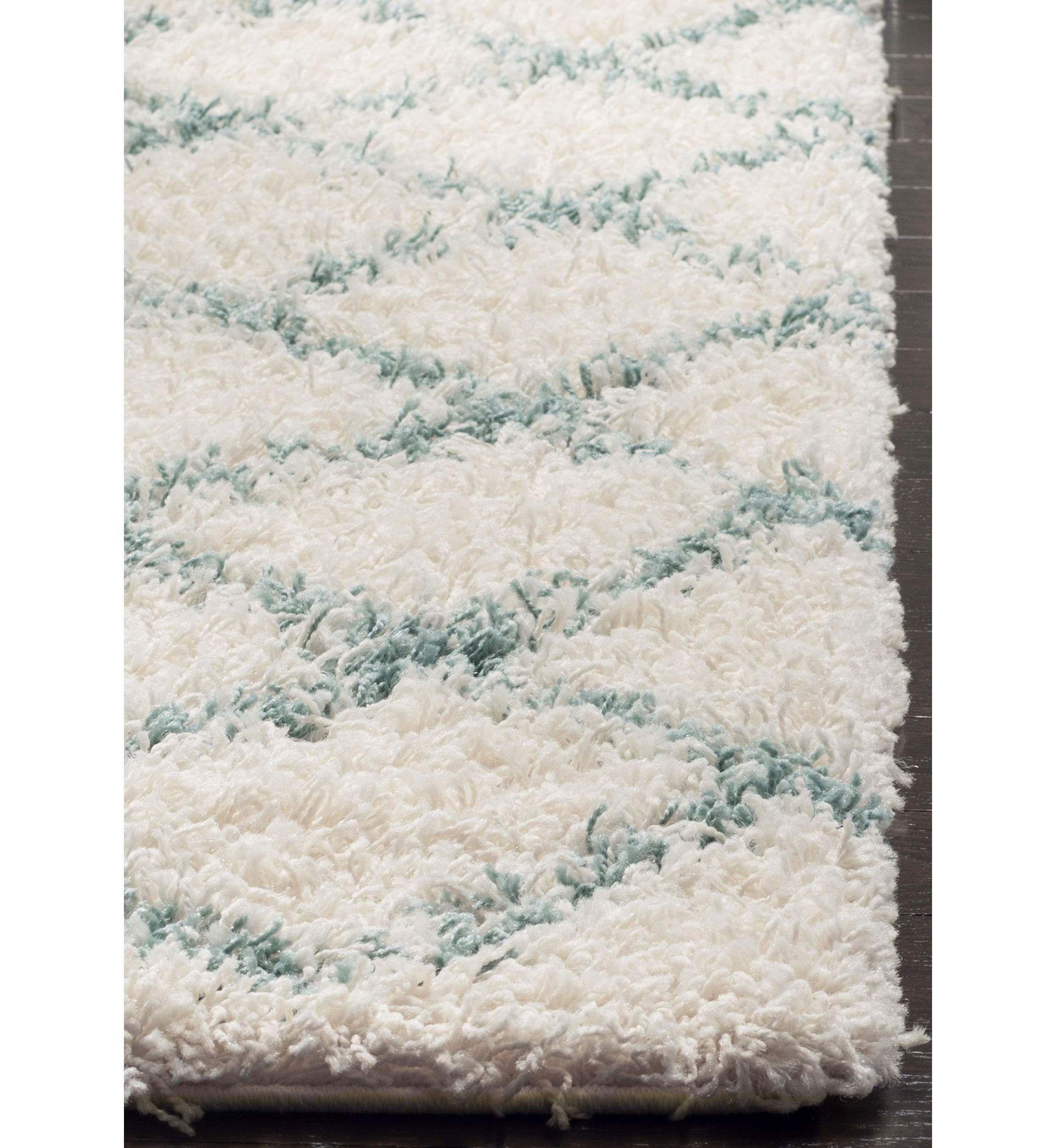 Dallas Shag Ivory/Seafoam Area Rug 8-ft. 6-in. x 12-ft.