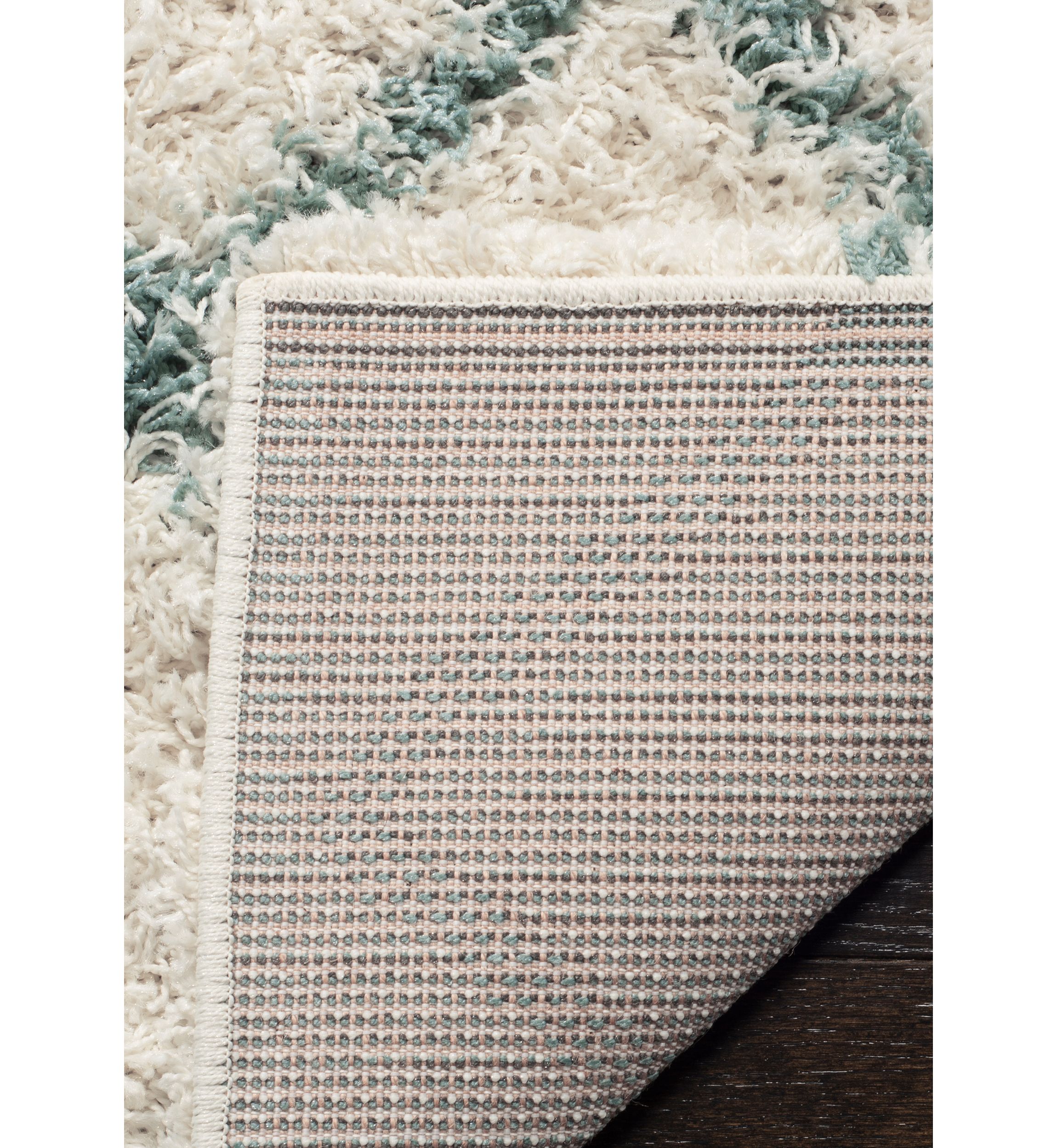 Dallas Shag Ivory/Seafoam Area Rug 8-ft. 6-in. x 12-ft.