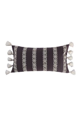 Levtex Home Floral Stitching Petal Pillow, Navy Blue
