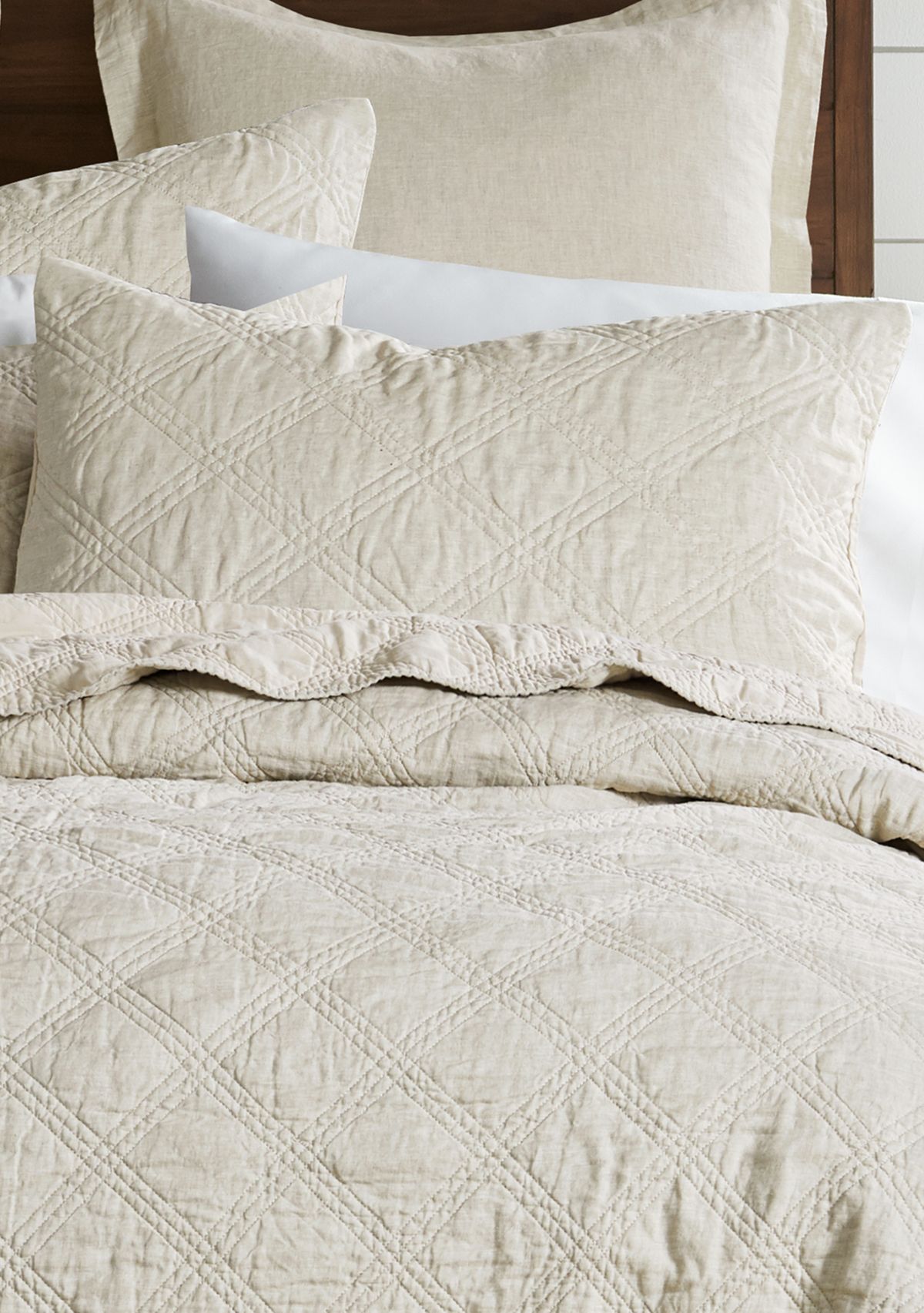 Washed Linen Quilted Sham w/Flange