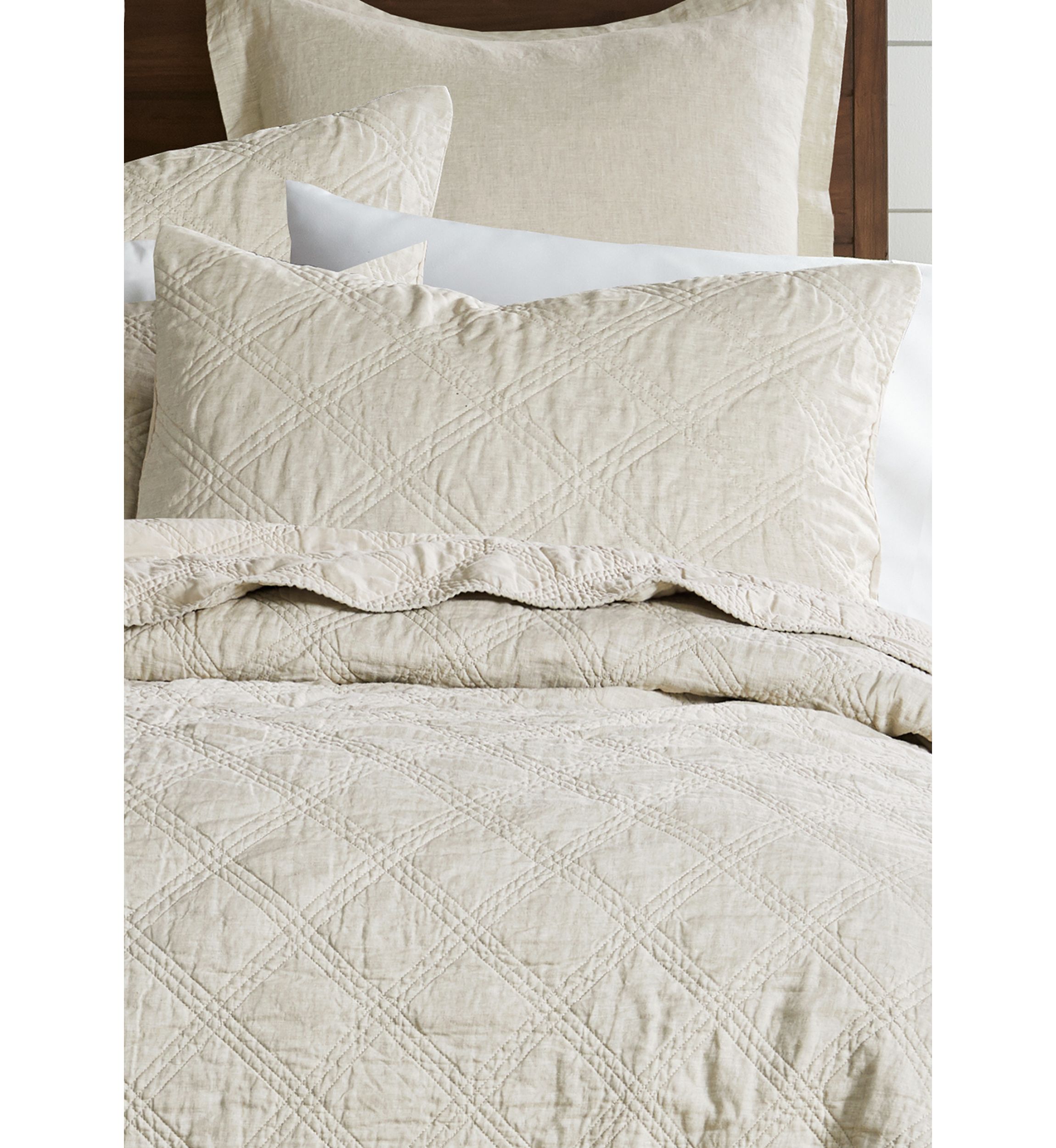 Washed Linen Quilted Sham w/Flange
