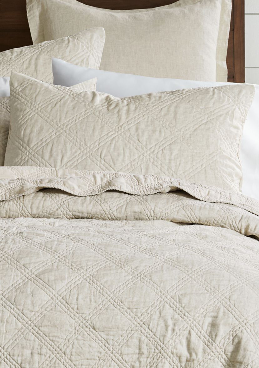 Washed Linen Quilted Sham w/Flange