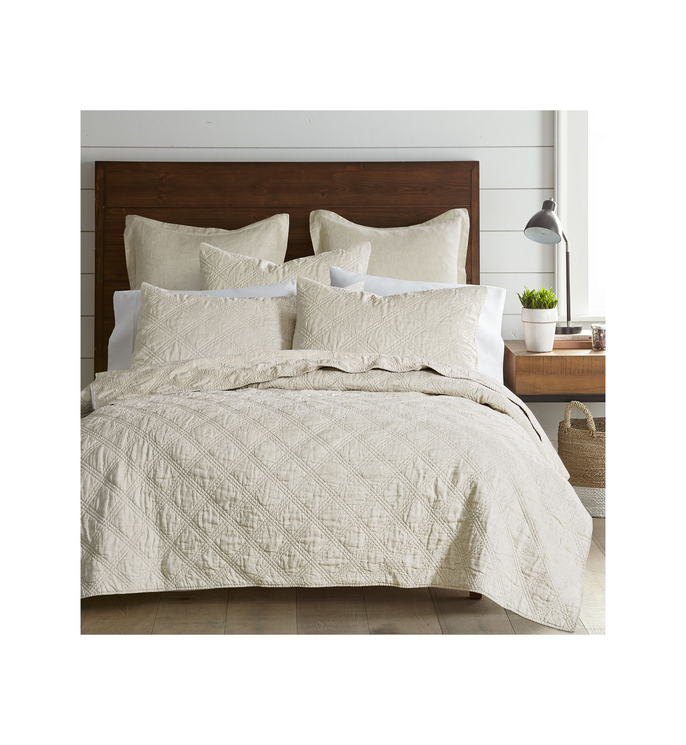 Washed Linen Quilted Sham w/Flange