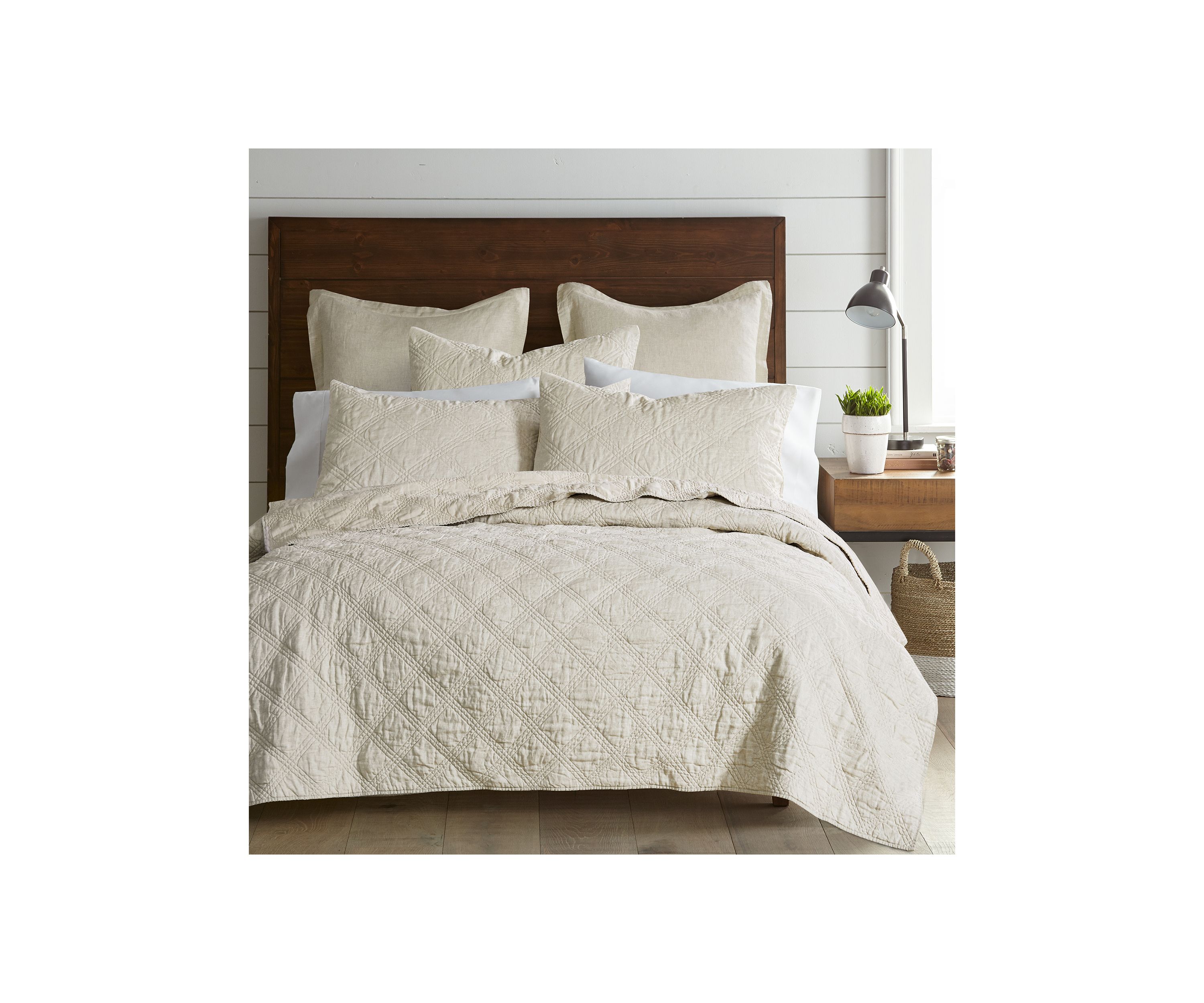 Washed Linen Quilted Sham w/Flange