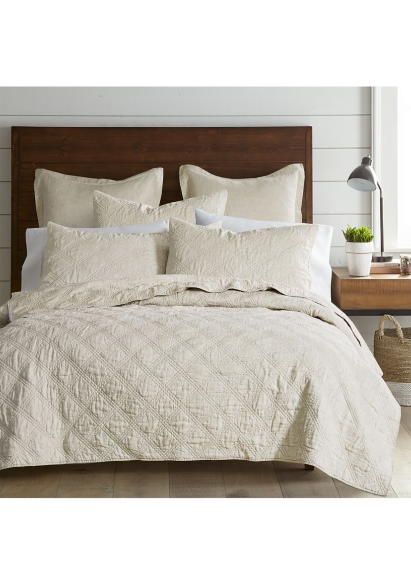 Washed Linen Quilted Sham w/Flange