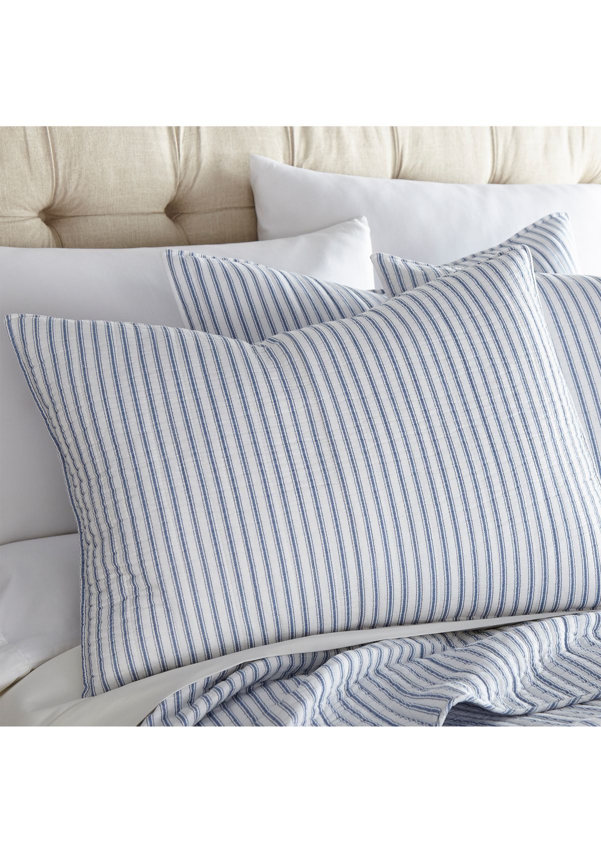 Tobago Stripe Blue Quilt Set