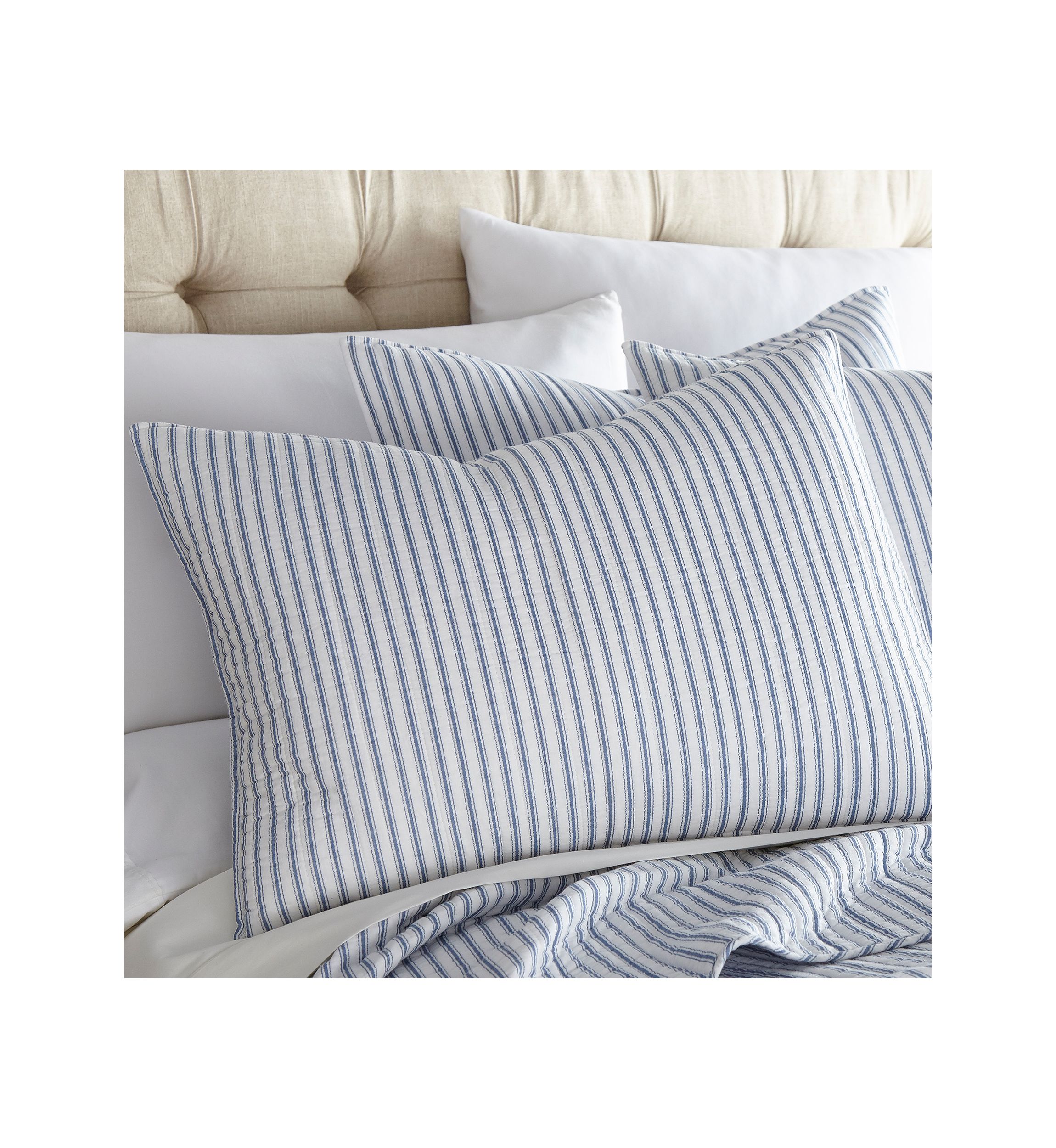Tobago Stripe Blue Quilt Set