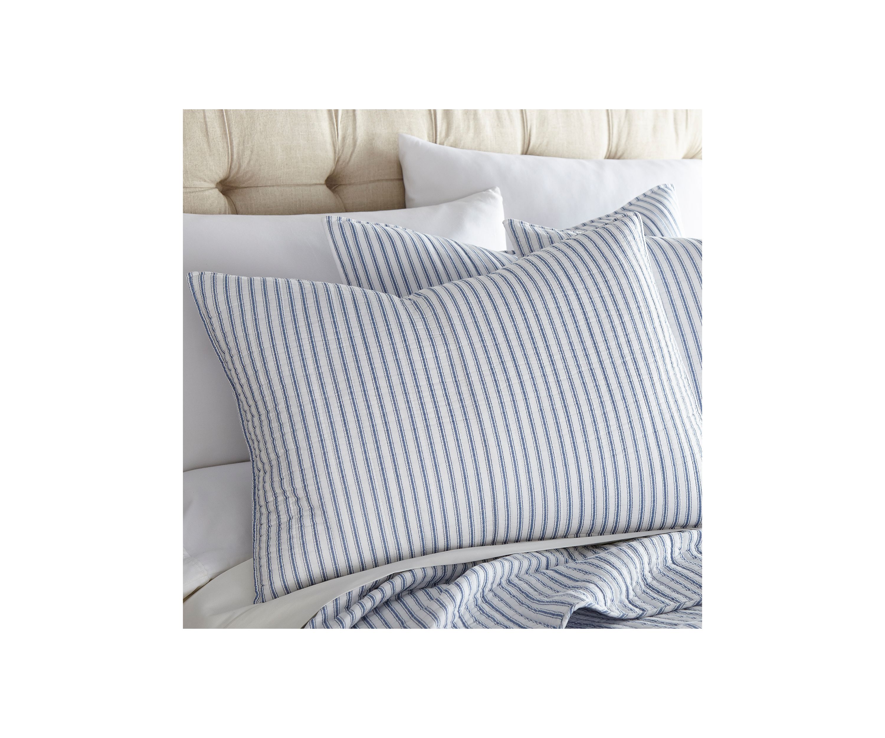 Tobago Stripe Blue Quilt Set