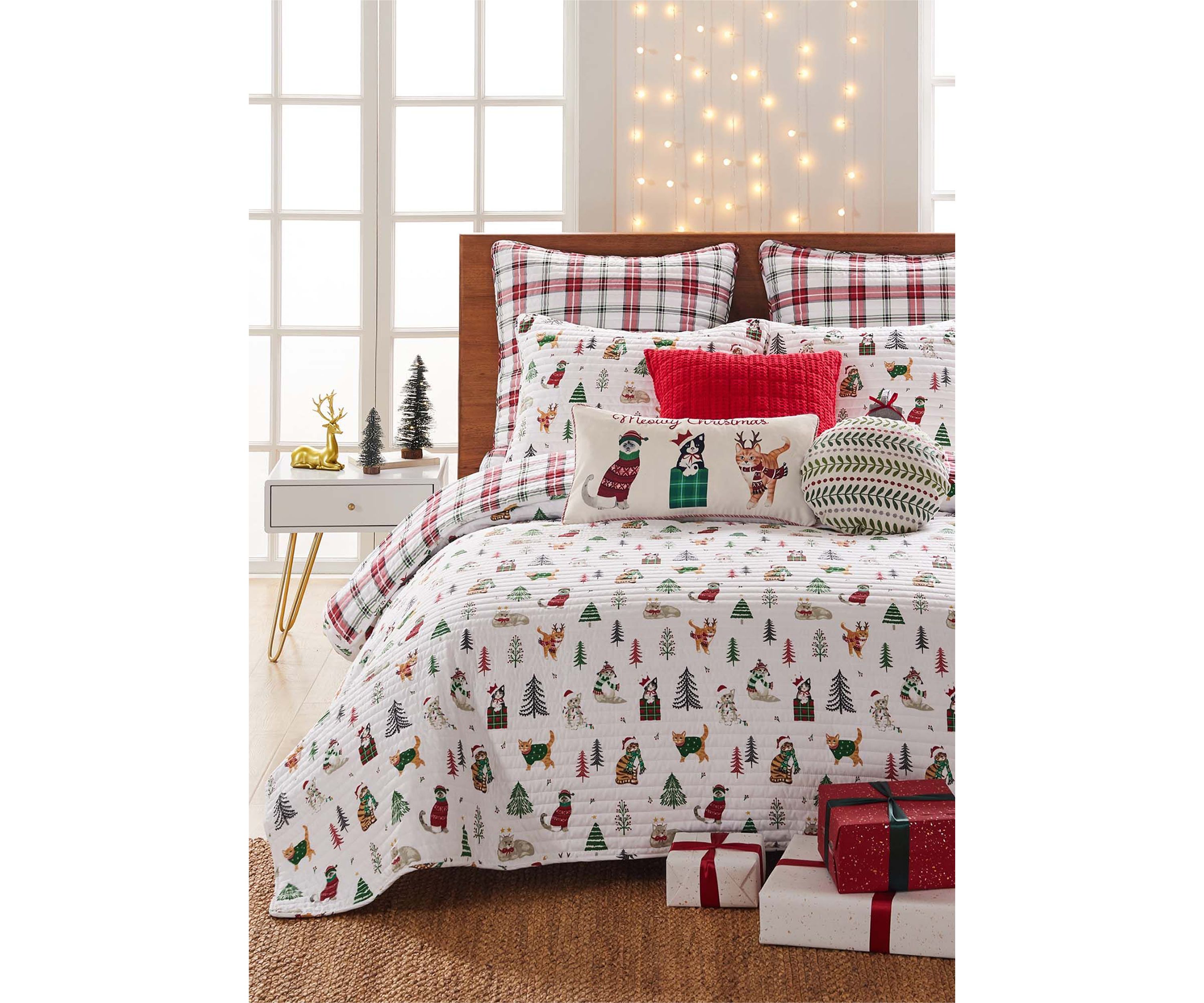 Meowy Christmas King Quilt Set