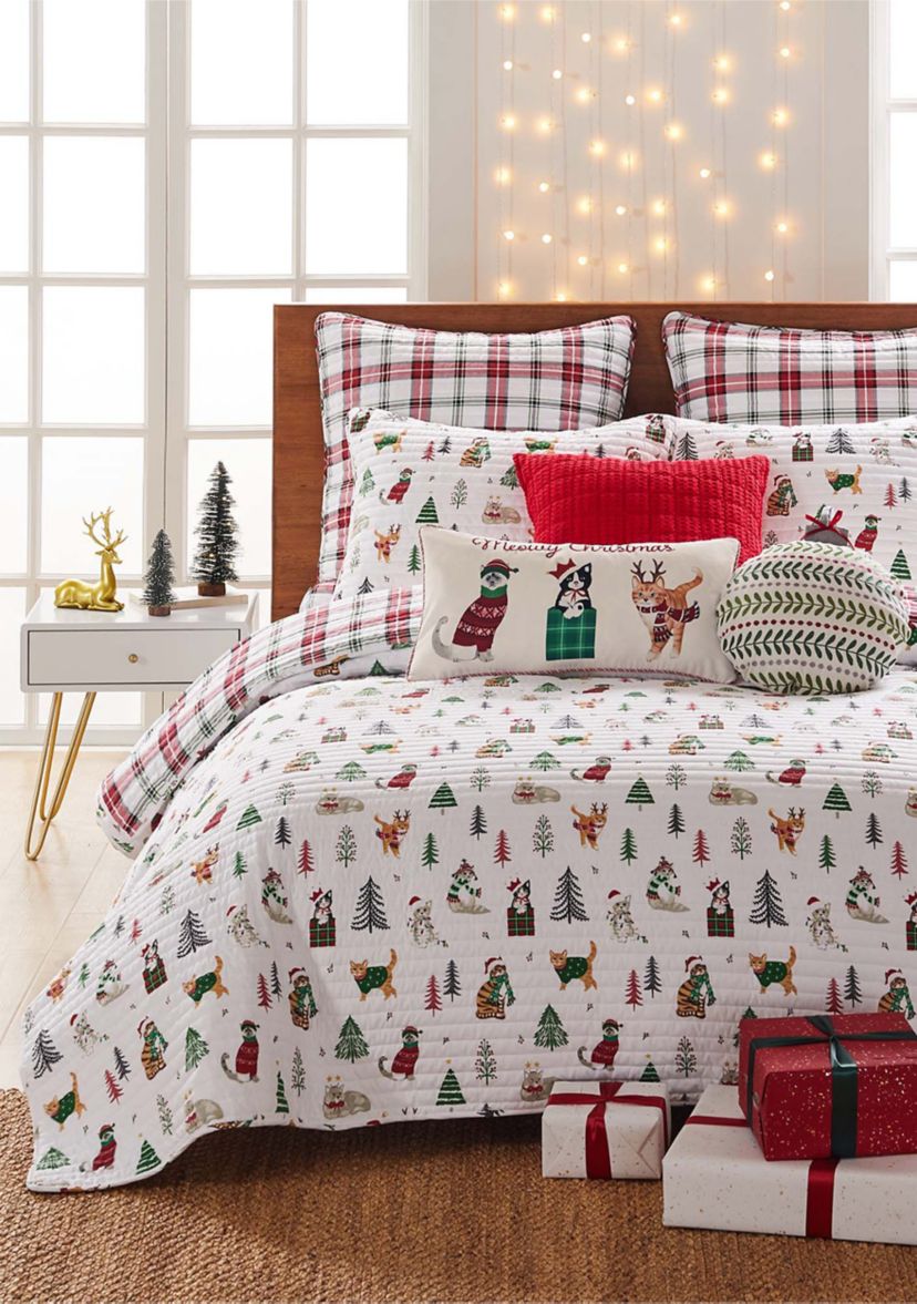 Meowy Christmas King Quilt Set